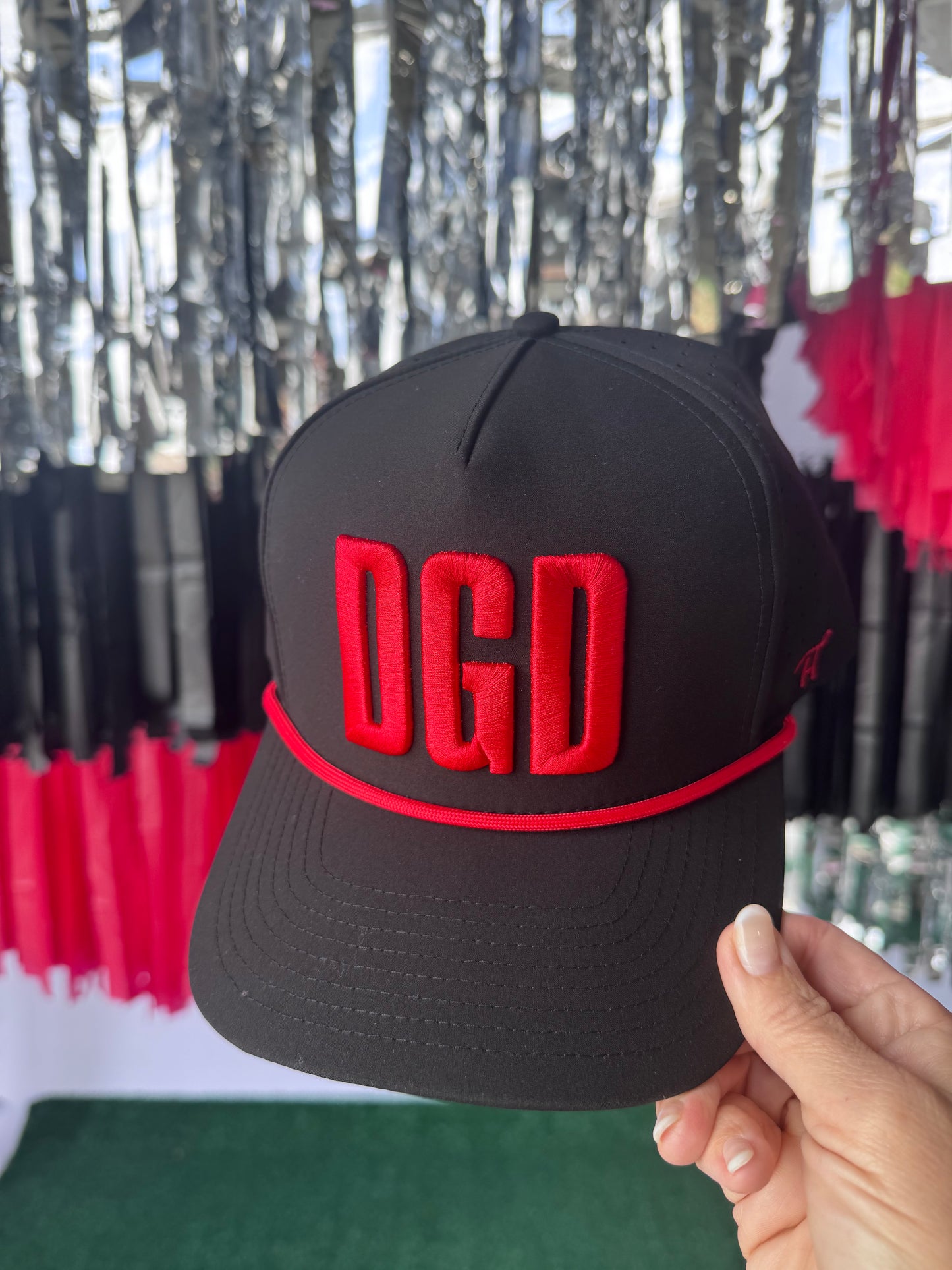 DGD black hat with red embroidered rope style