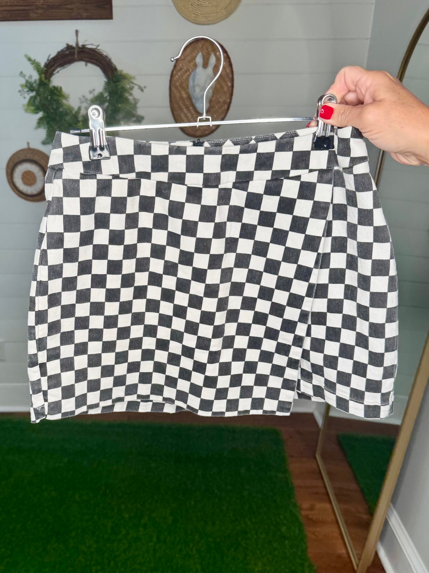 Black and white checkered skort game day