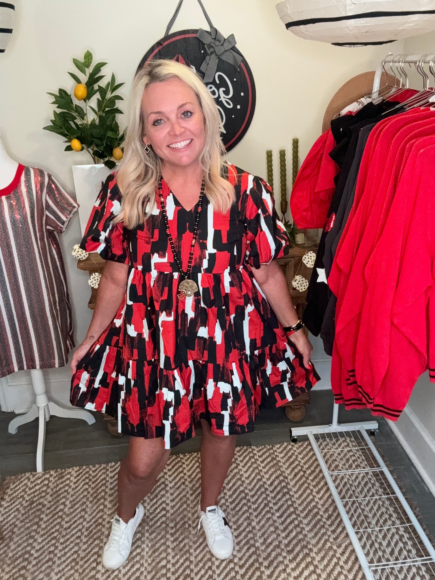 Black and red multi dress