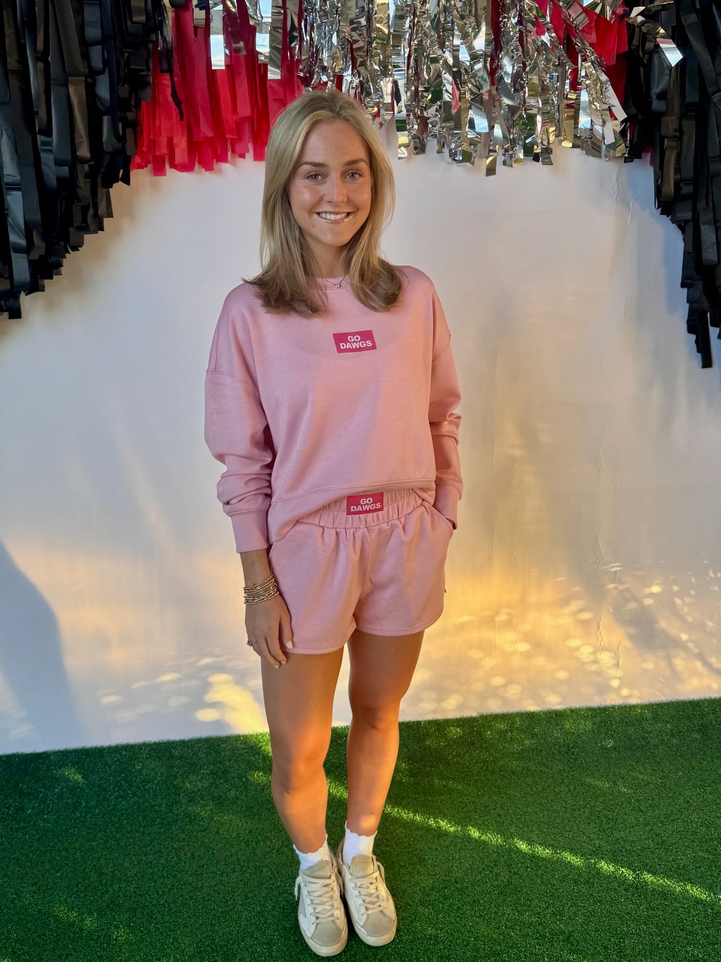 Pink active wear shorts licensed