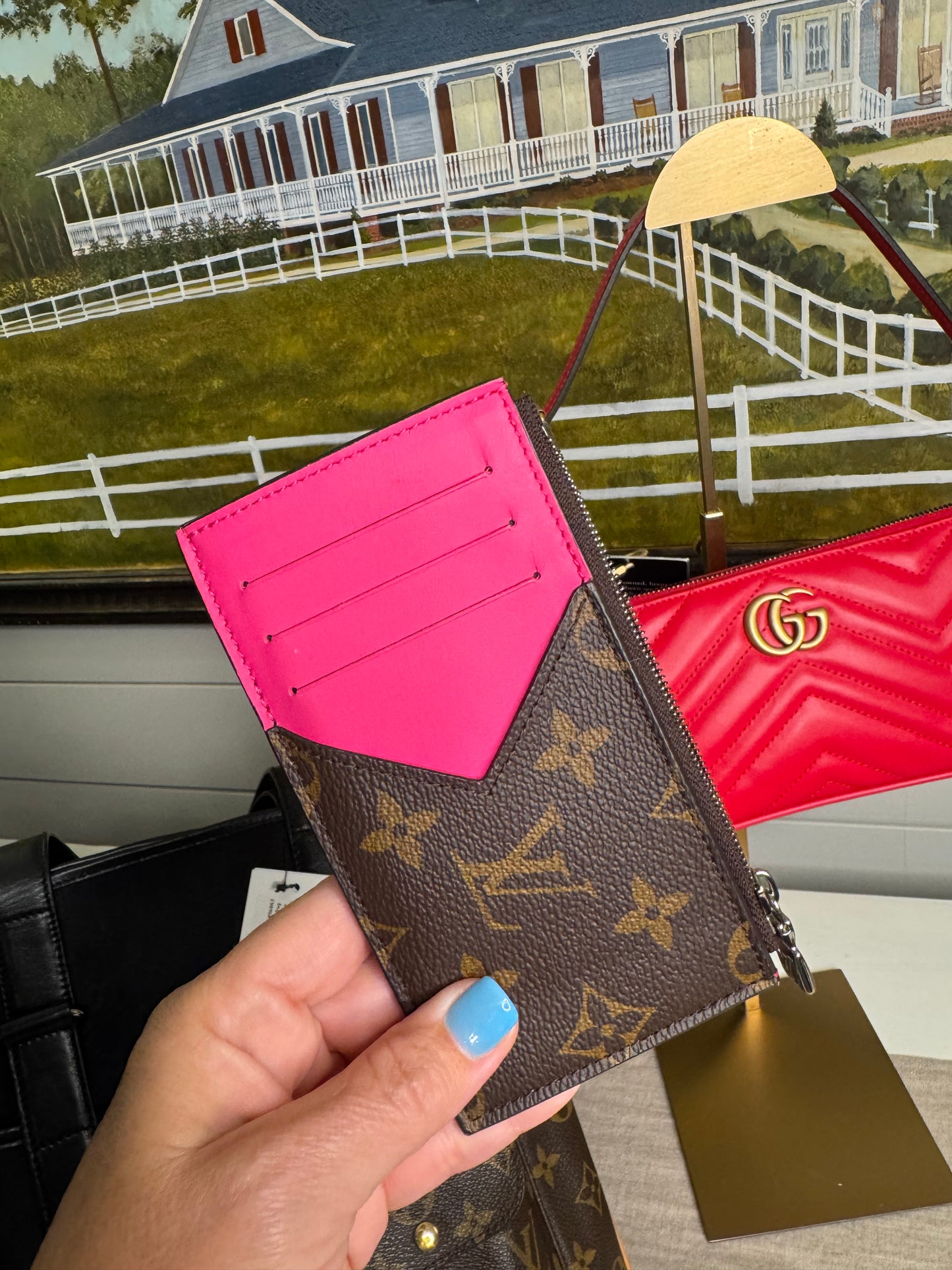 Pre loved Louis Vuitton monogram M81627 Macassar coin card holder Pink