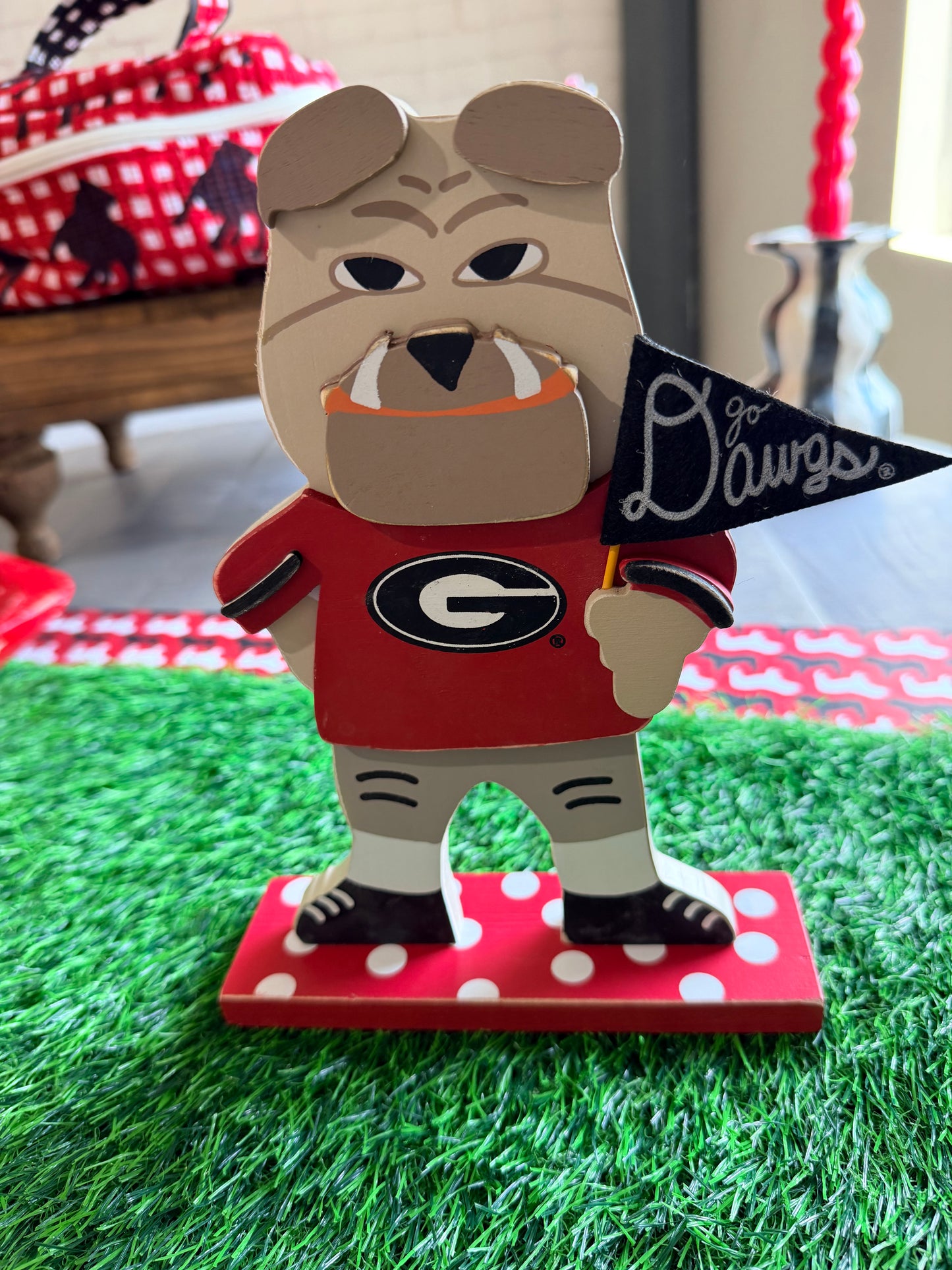 Hairy dawg mascot wood licensed tabletop