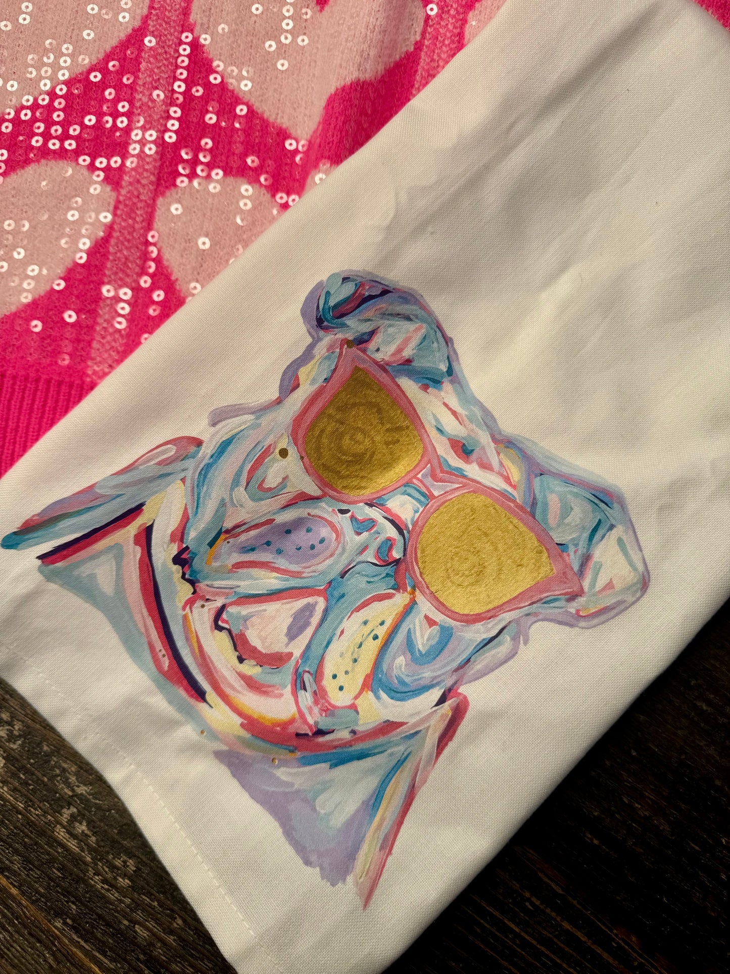 Tea towel watercolor dog
