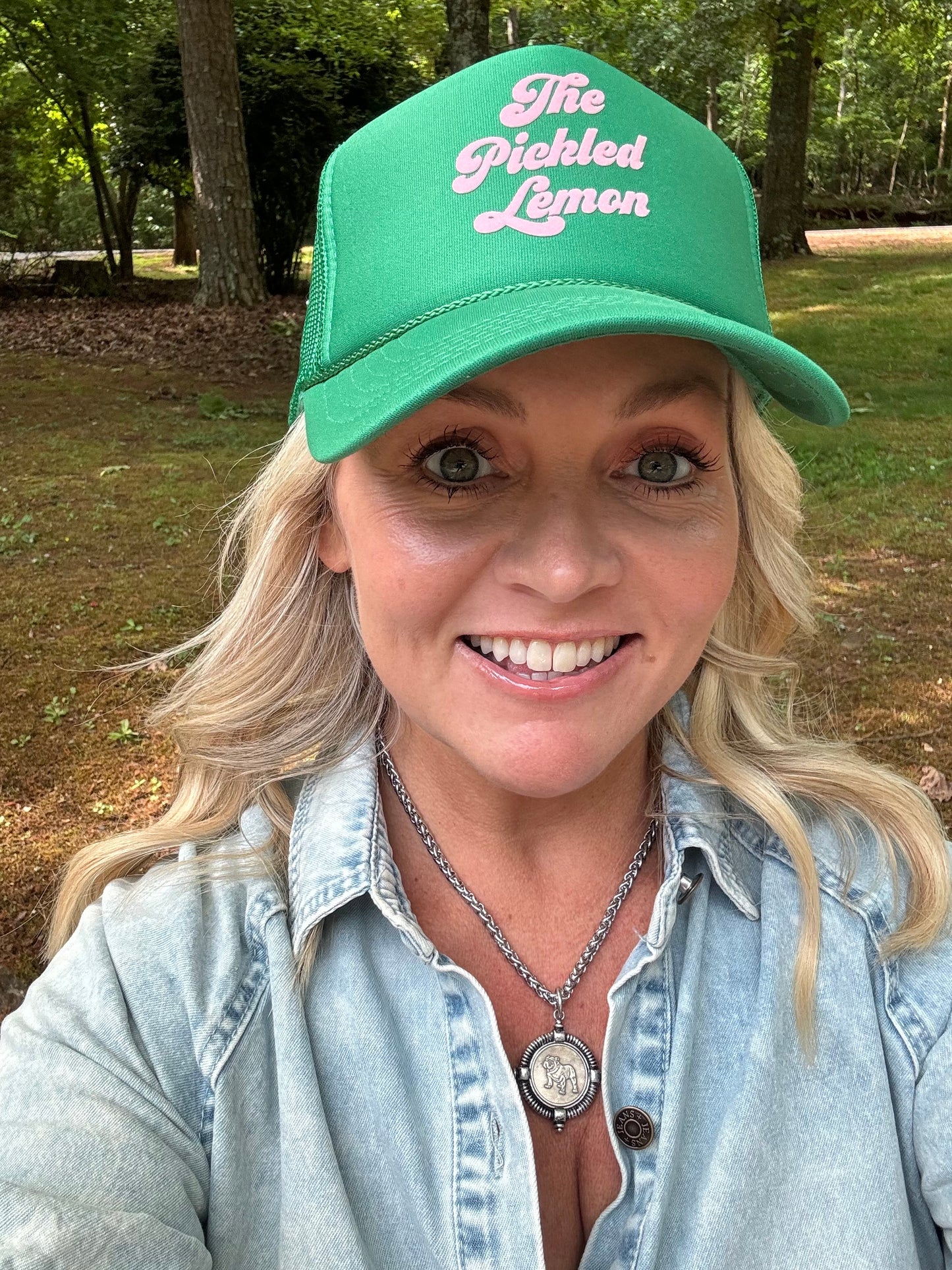 The Pickled Lemon green trucker hat