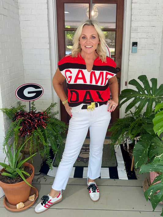 Game day knit top black