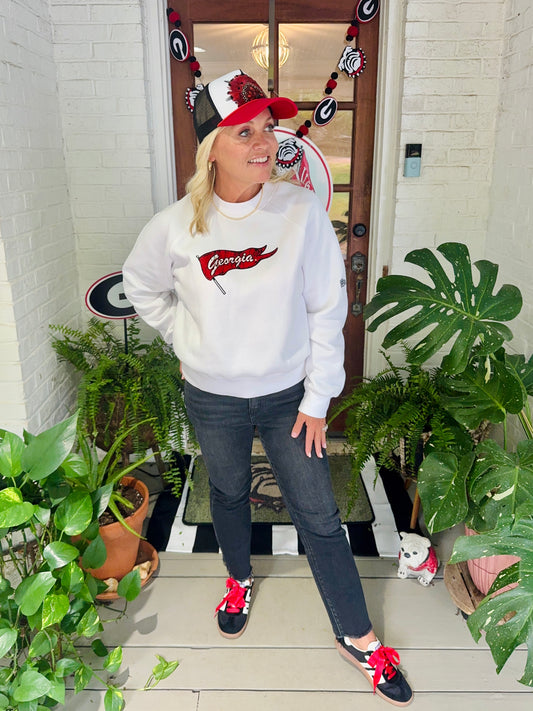 Feather trucker hat black and red