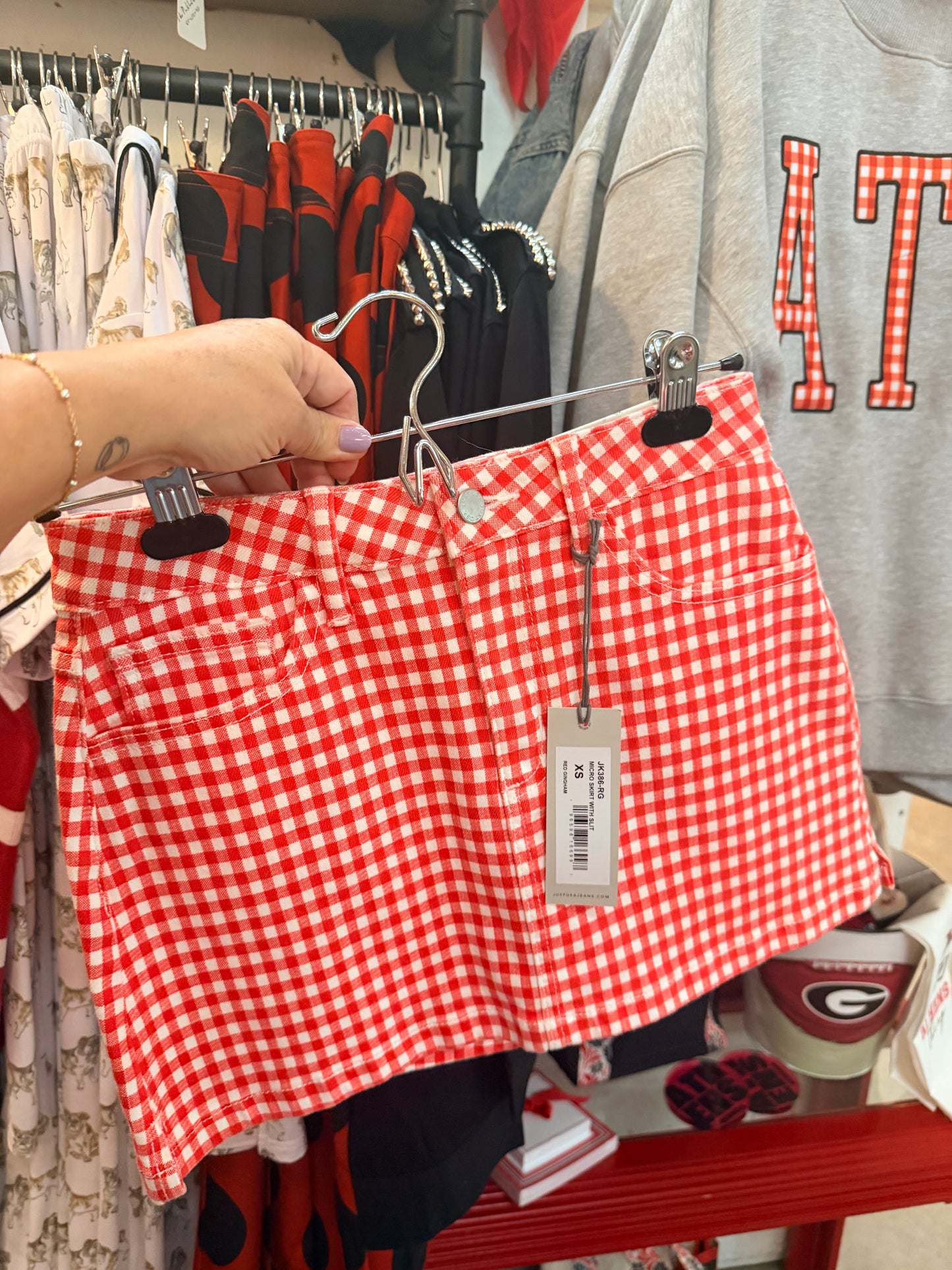 Gingham mini skirt