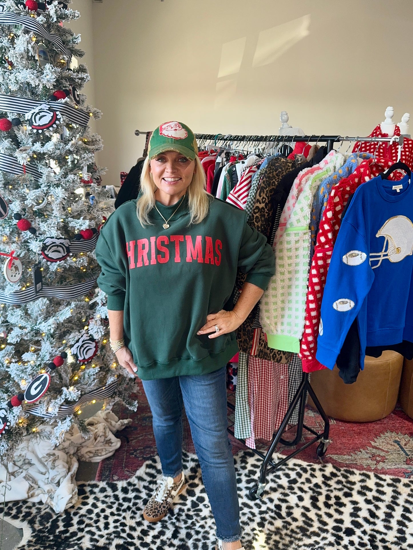 Mock neck green with Red Christmas reversible!