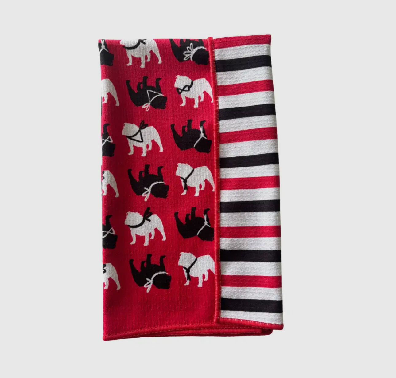 Bulldog tea towel double sided