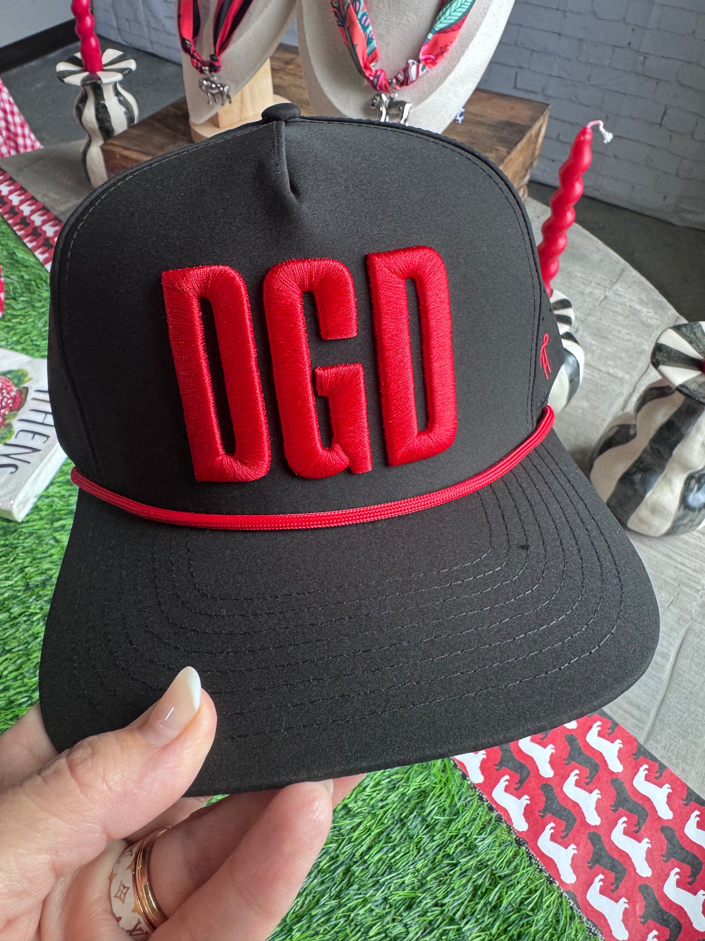 DGD black hat with red embroidered rope style