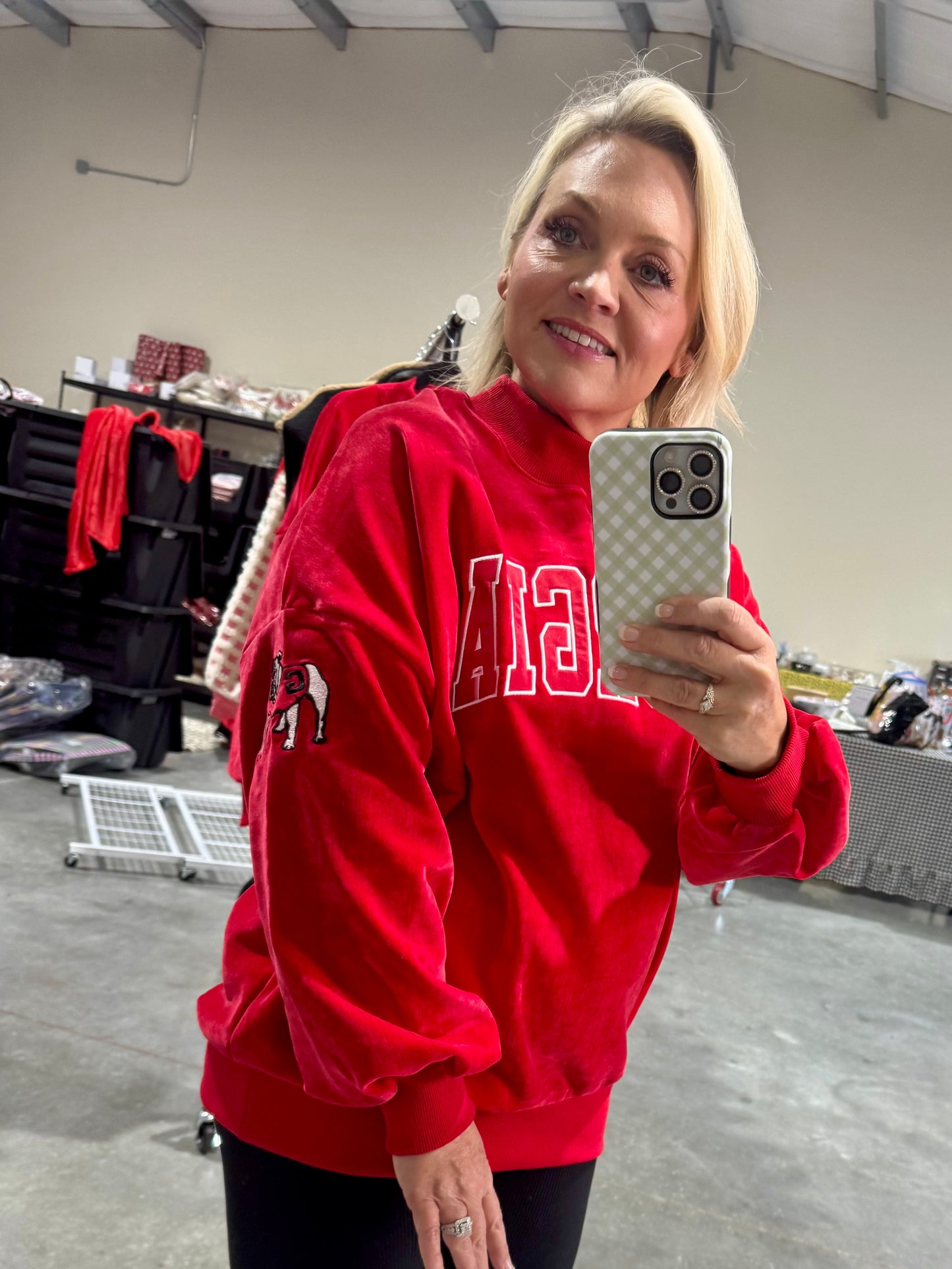 Chenille mock neck red licensed Georgia