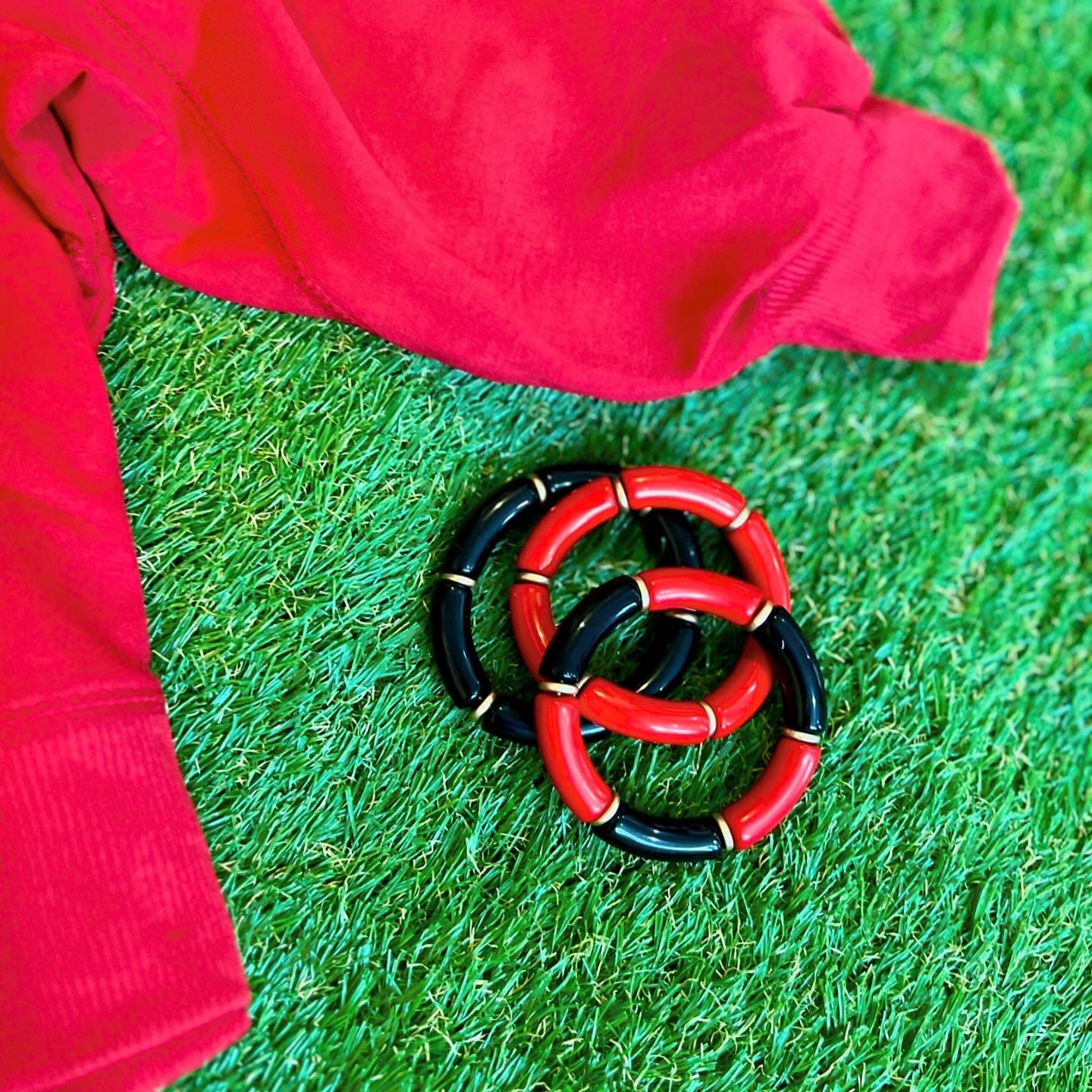 Larger red and black bracelet set of 3