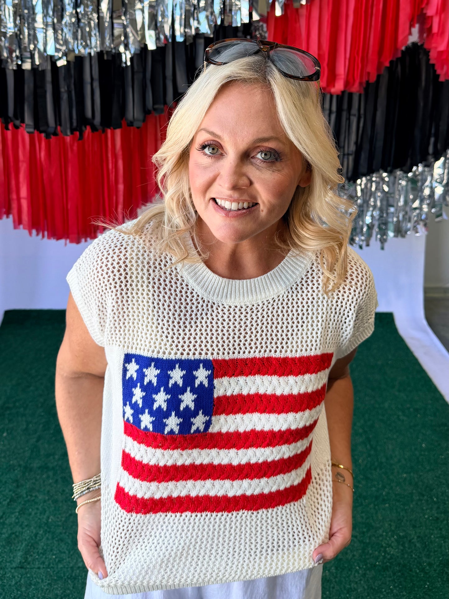 Knit 4th of July light weight knit top
