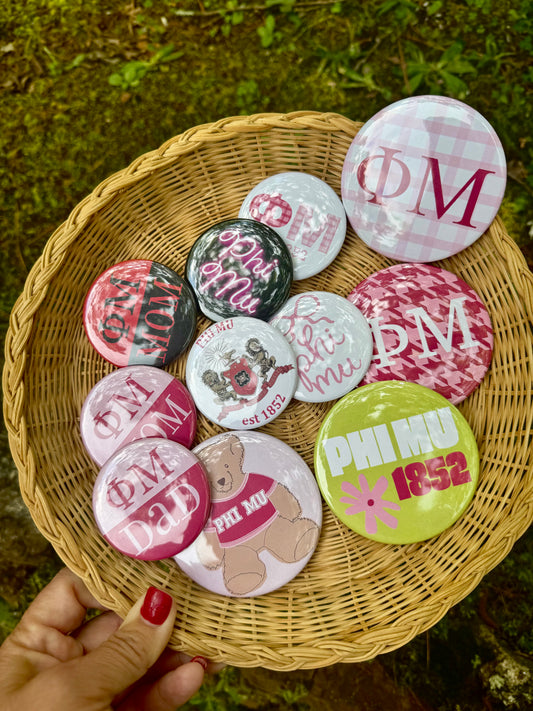 Phi Mu game day pins