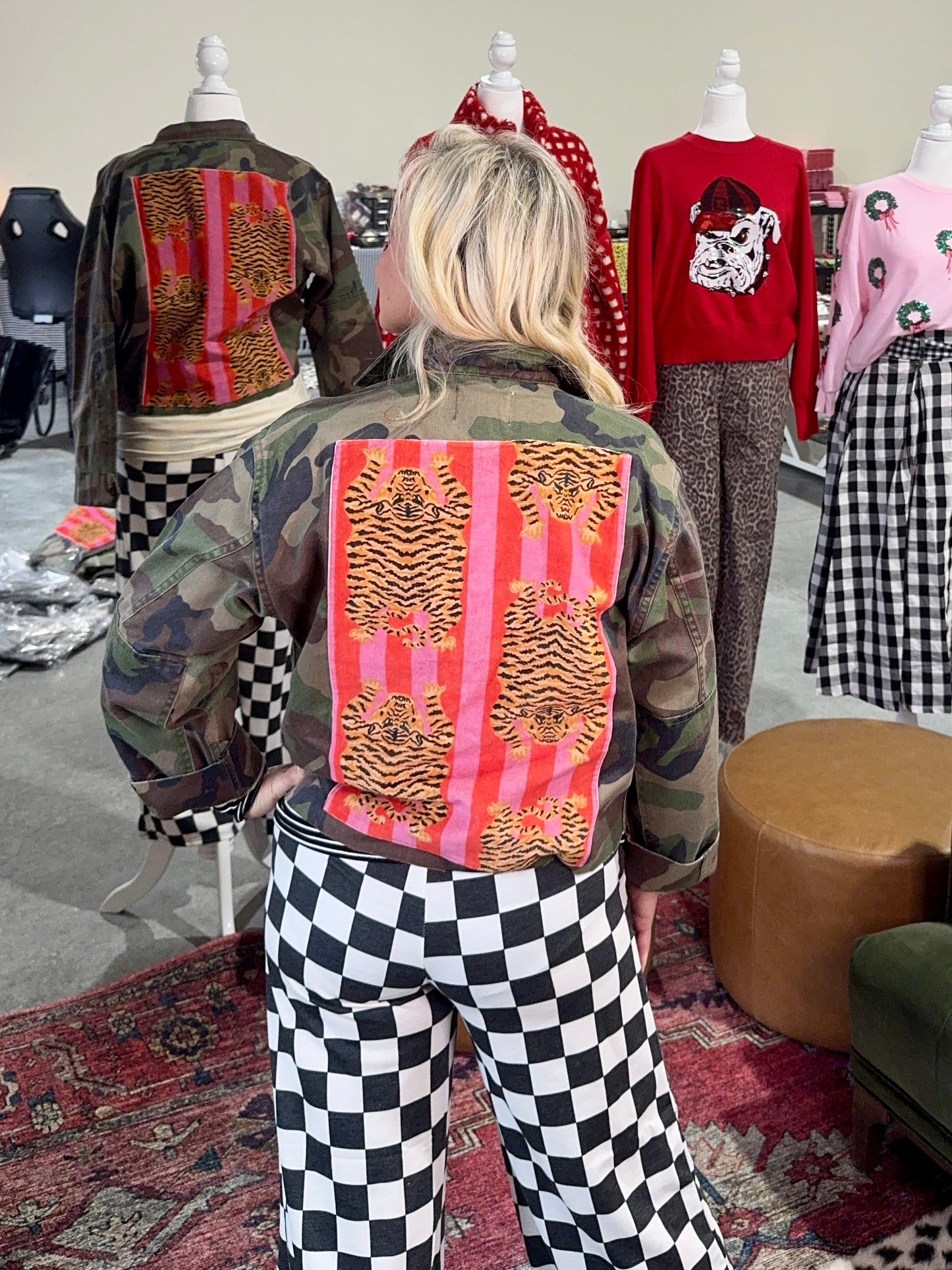 Camo jacket tiger velvet fabric patches