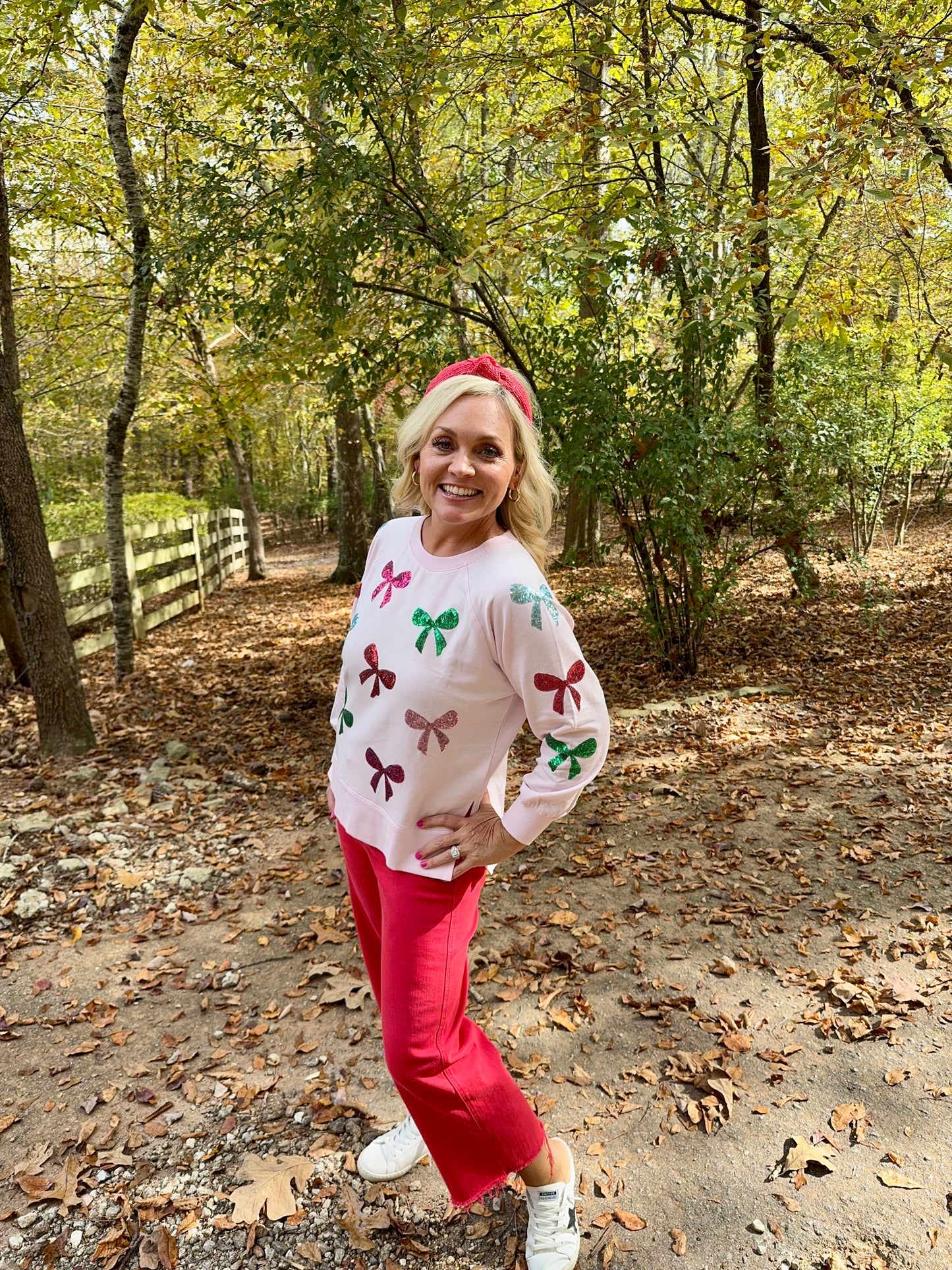 Sequin bow sweatshirt Christmas