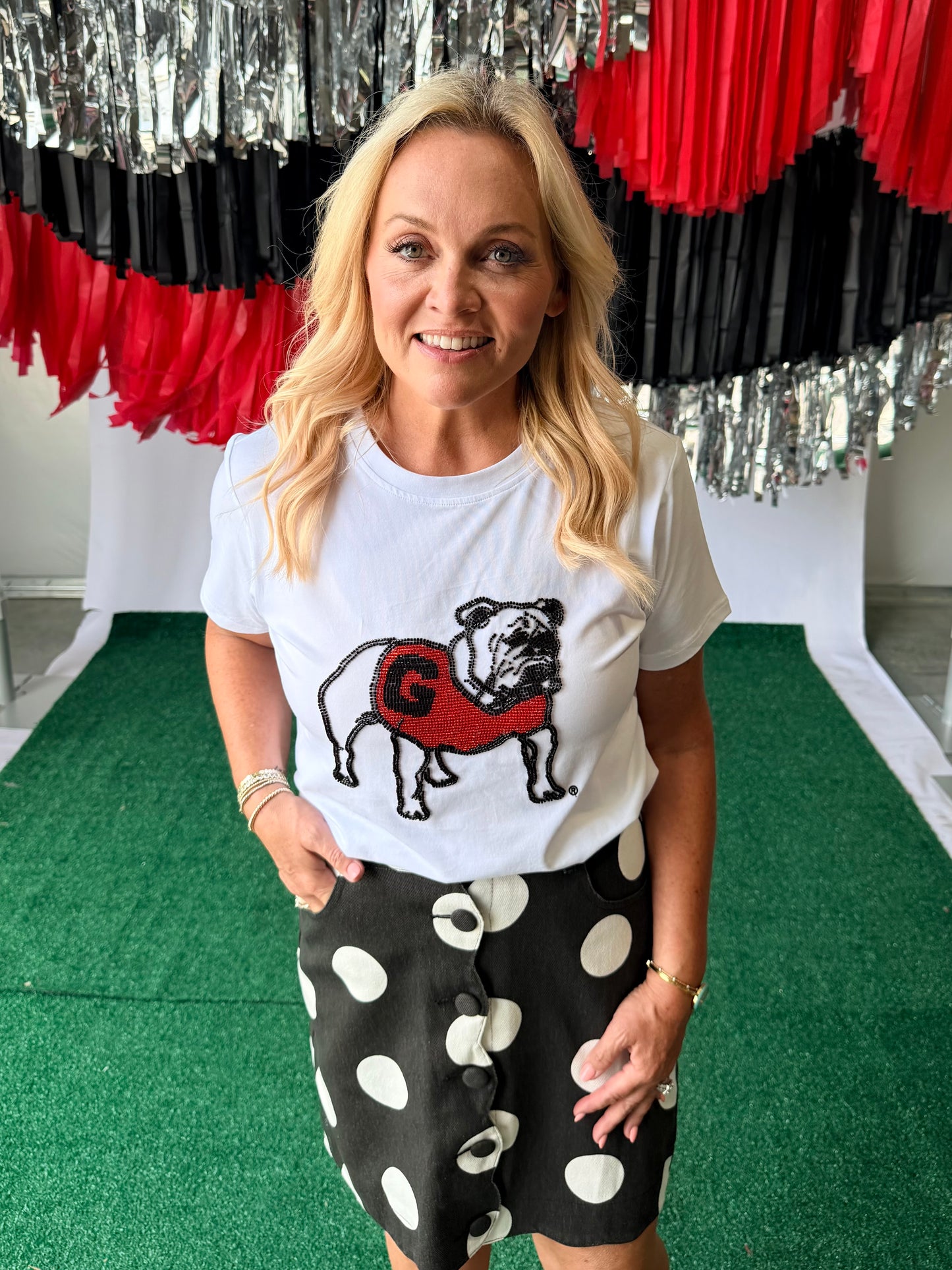 Mascot beaded tee bulldog- goes up to 3XL