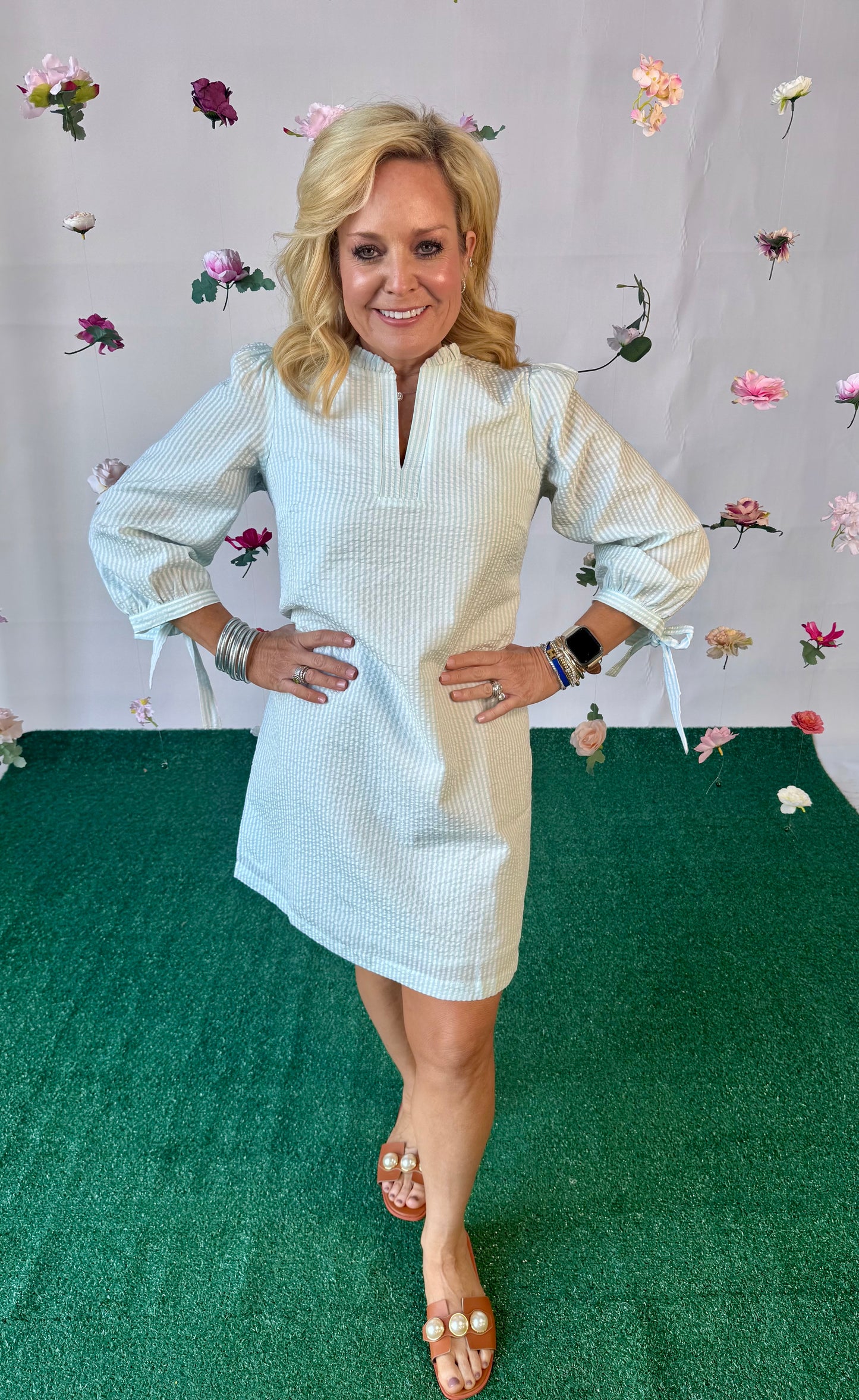 Sea foam  searsucker dress