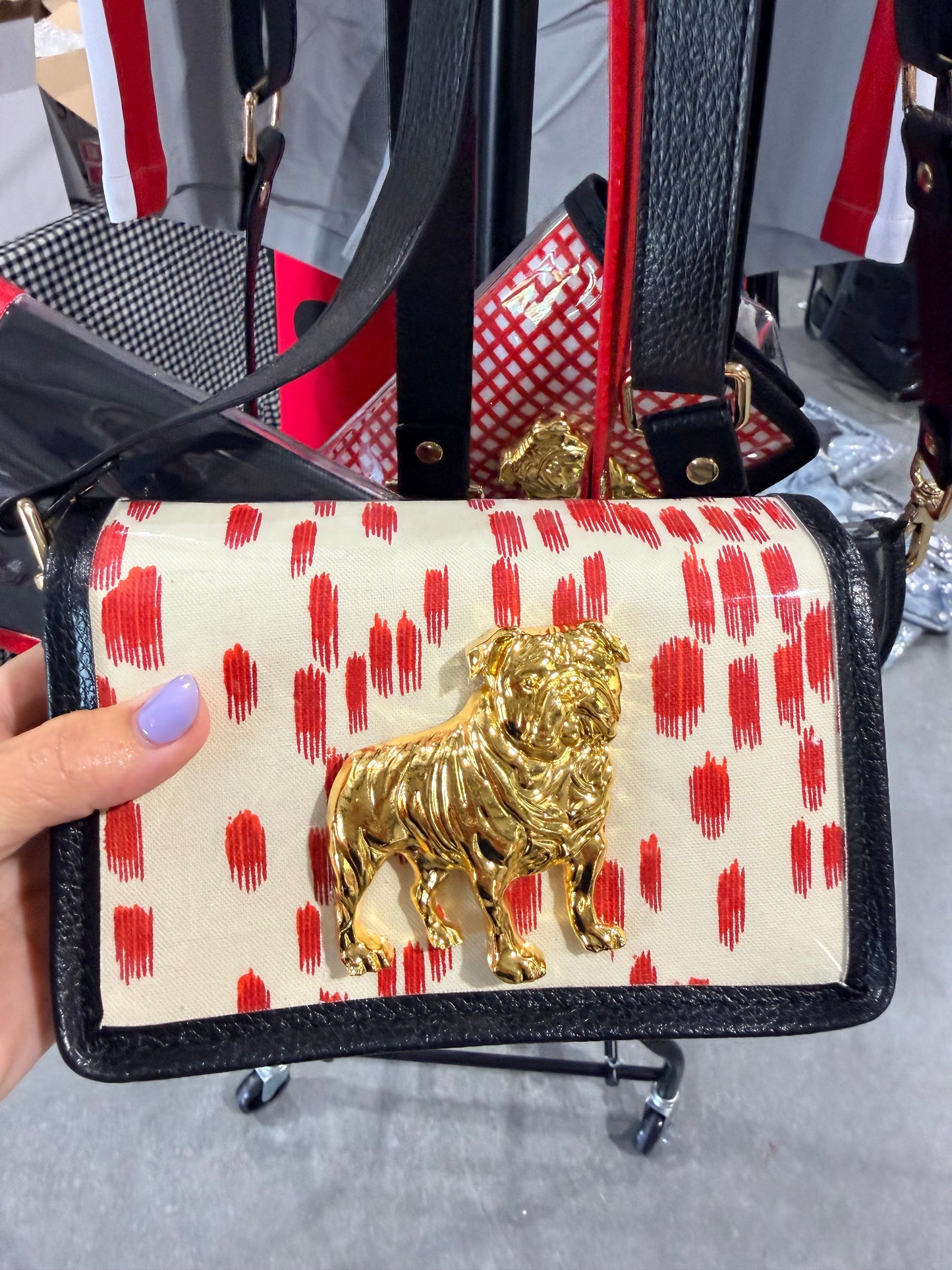Petite red and white Les Touches clear stadium bag