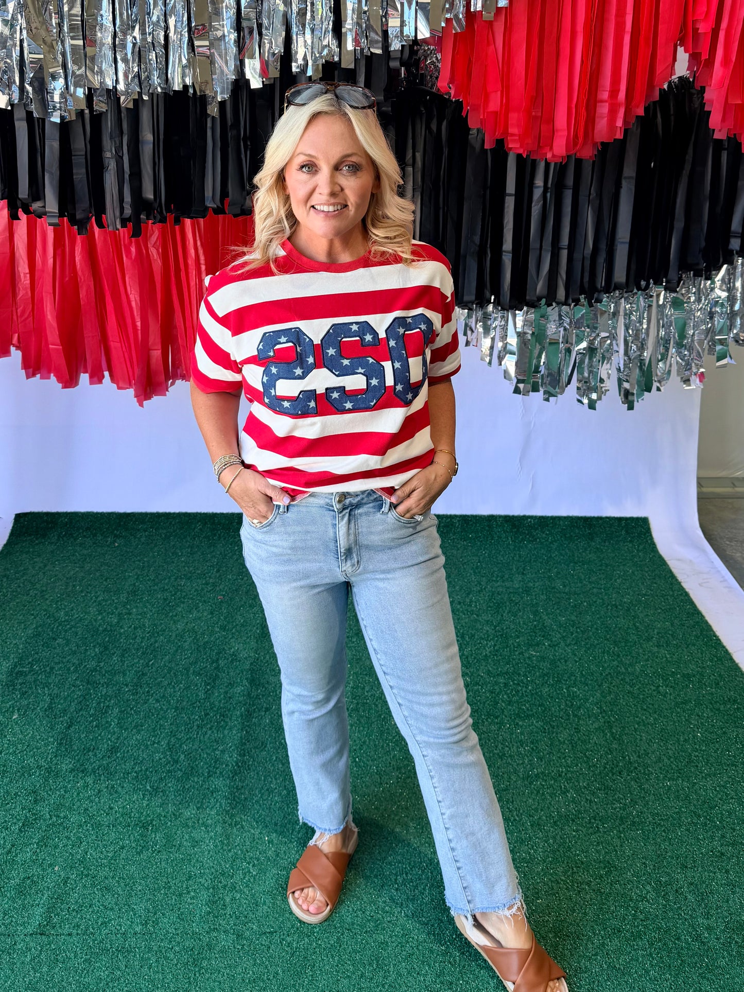 4th of July stripe top with stars