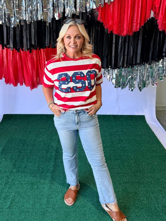 4th of July stripe top with stars