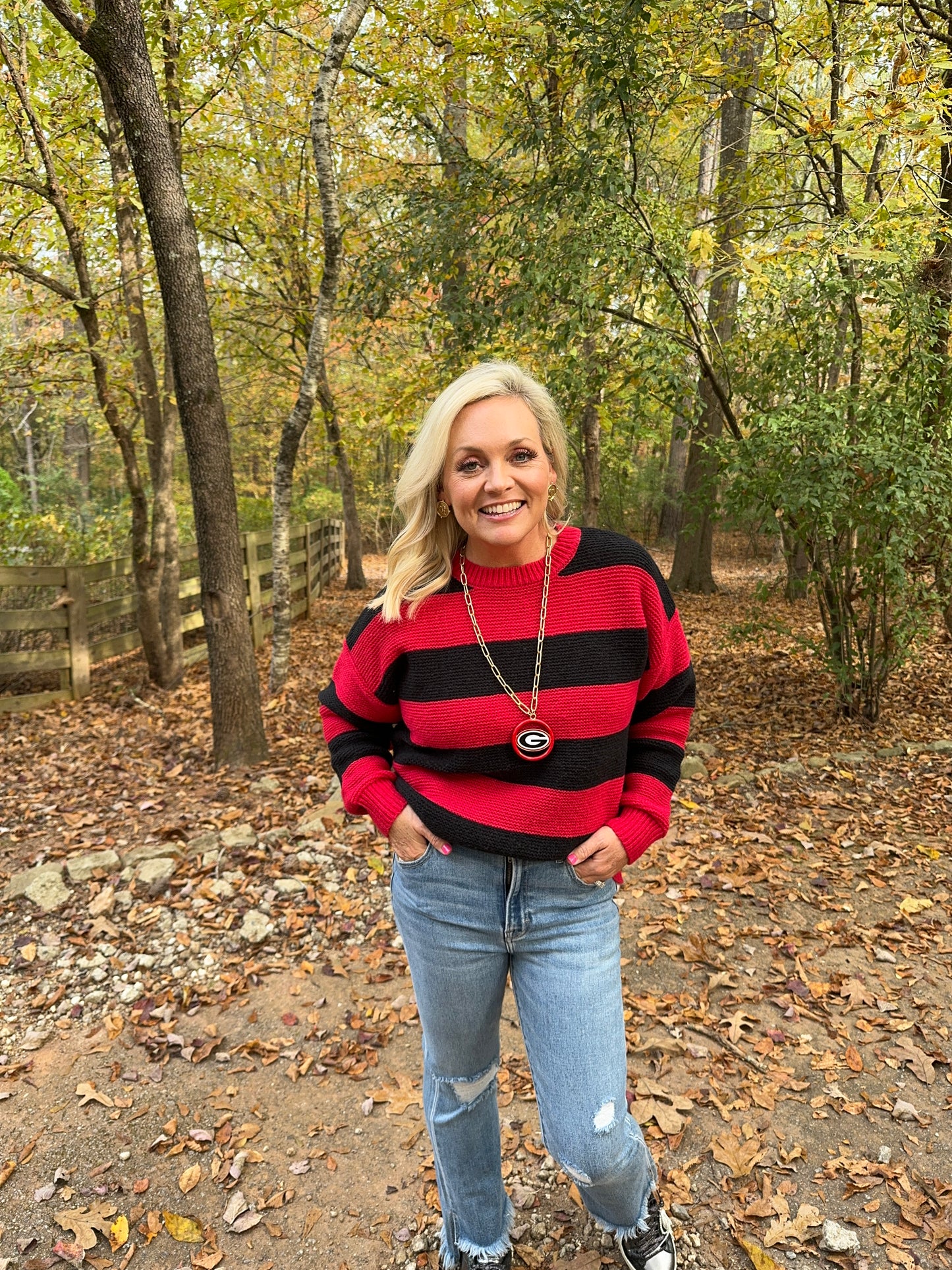 Black and red striped sweater