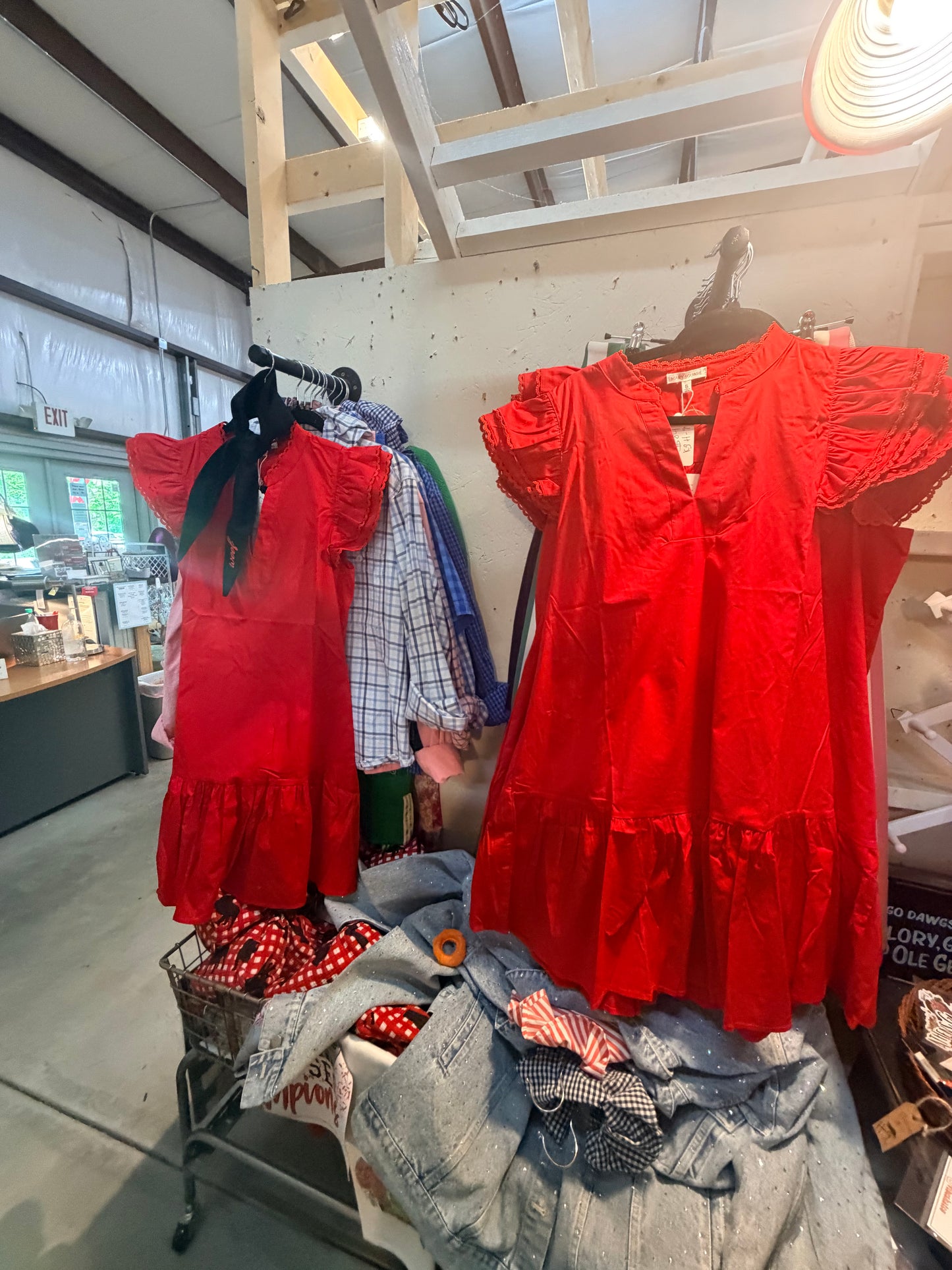 Red Mary square dress
