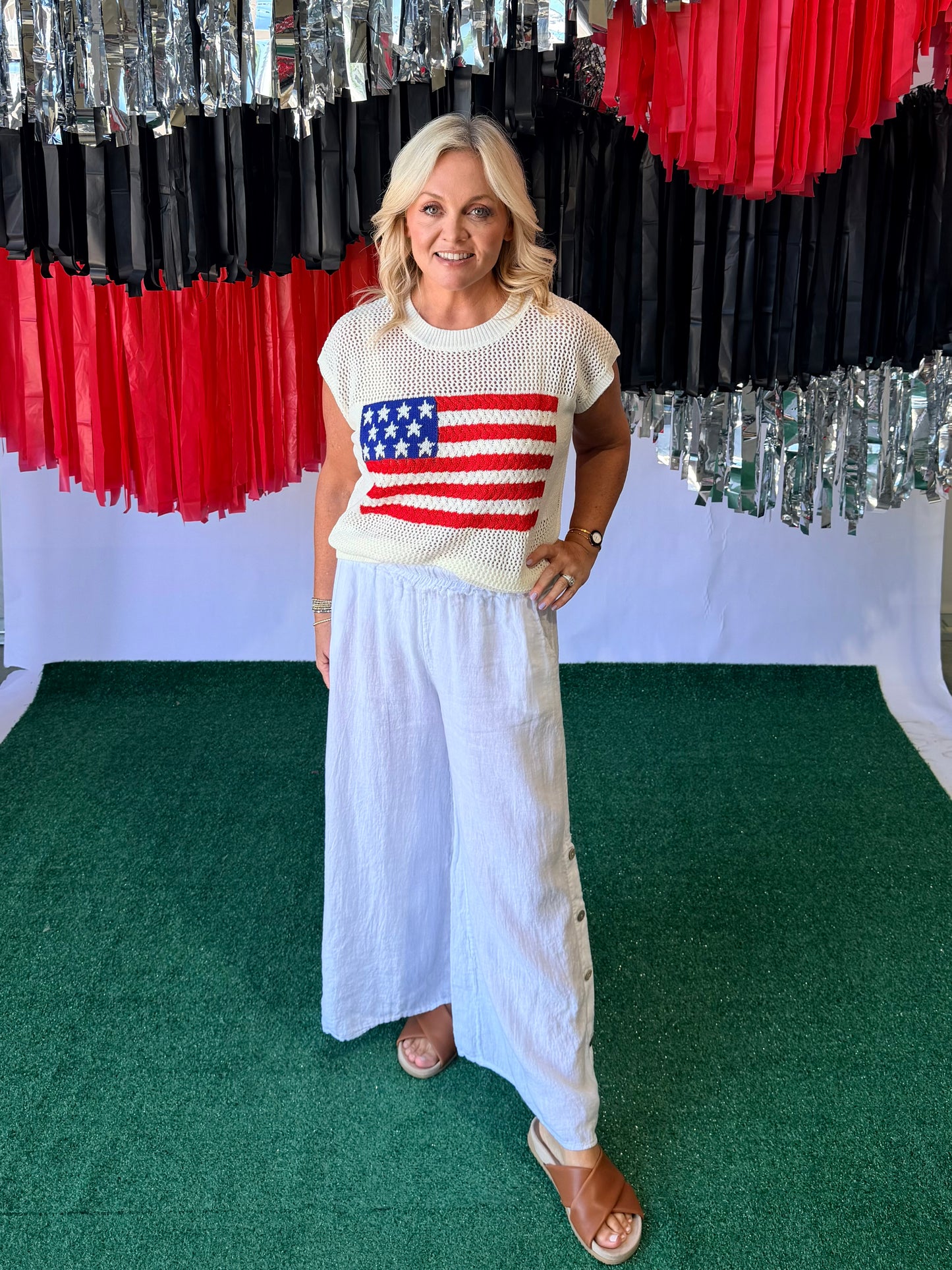 Knit 4th of July light weight knit top