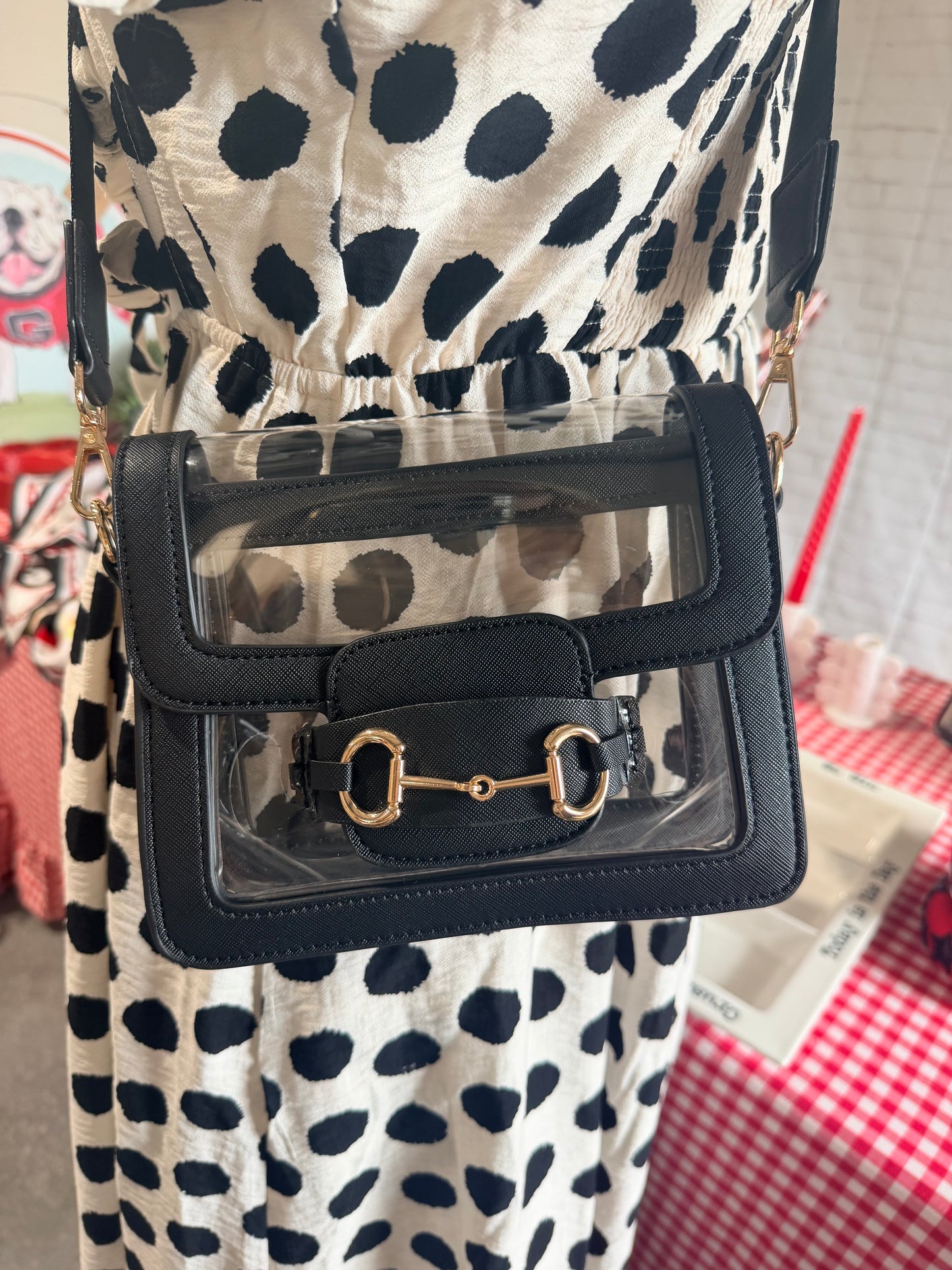 Clear purse black