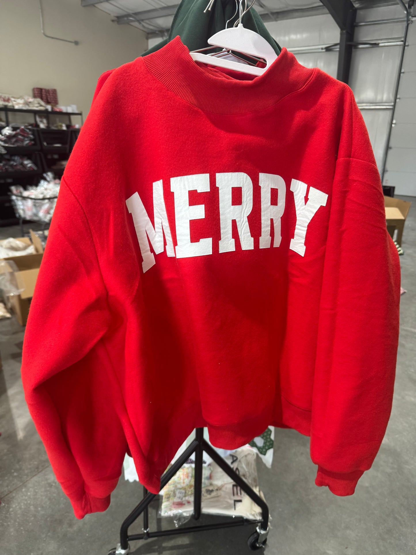 Mock neck red merry Christmas reversible story exclusive