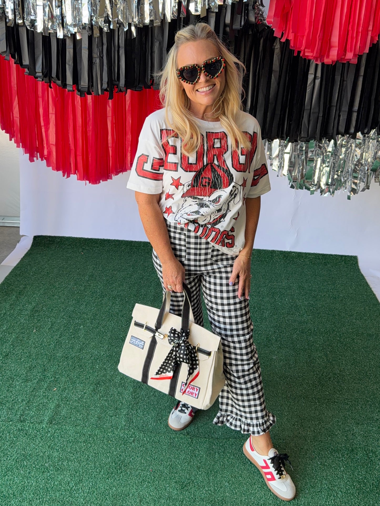 Game day luxury game day tote with patches and scarf exclusive
