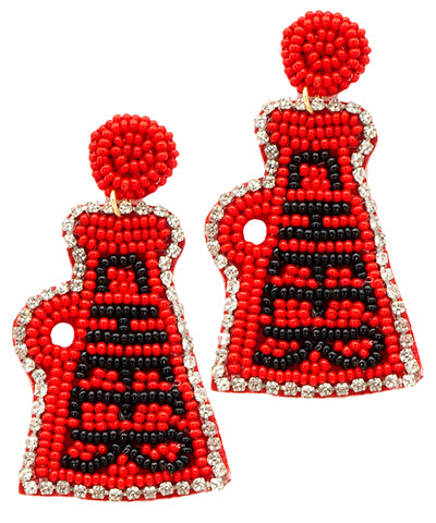 Beaded cheer earrings red and black