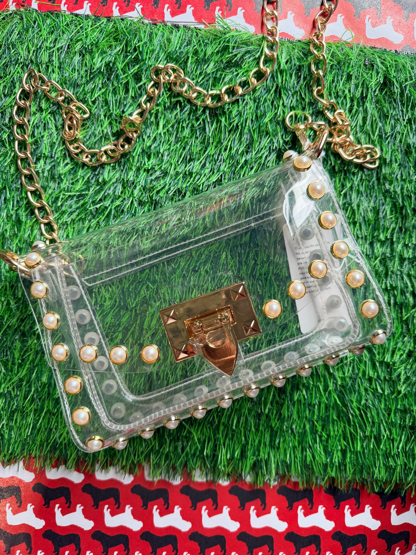The Jackie clear purse with pearls