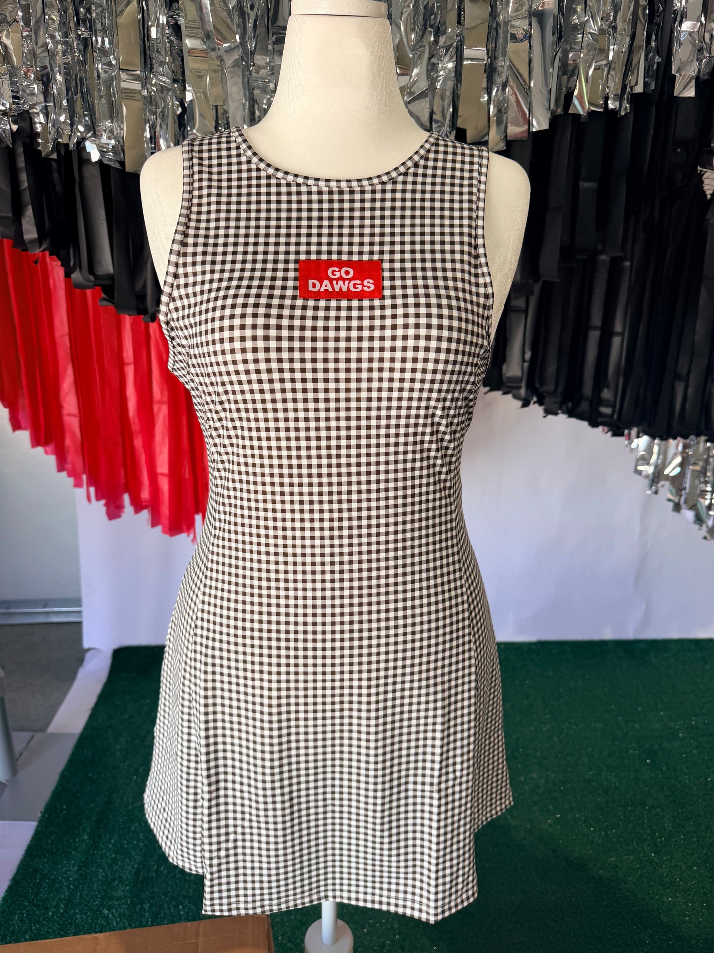 Gingham active  wear game day dress licensed