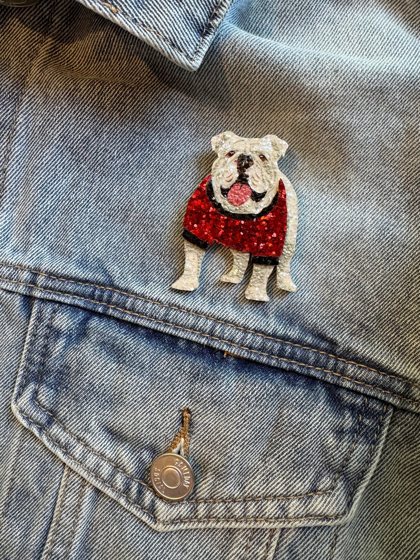 Sparkly lightweight dog pin standing dog