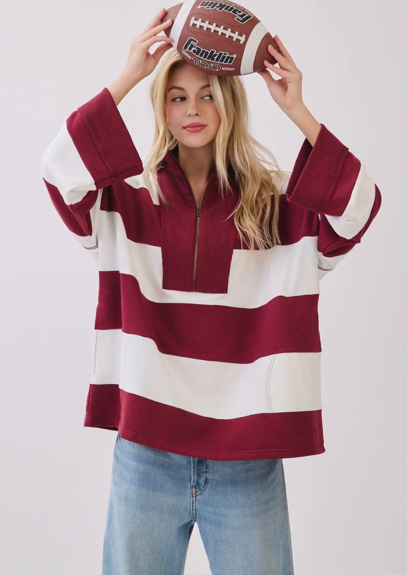 Varsity puloger maroon and white