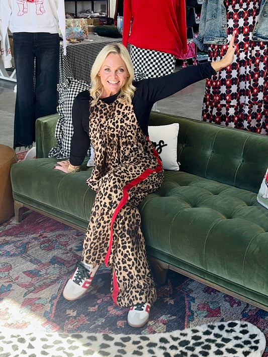 Leopard overalls jumpsuit adjustable up to plus size!