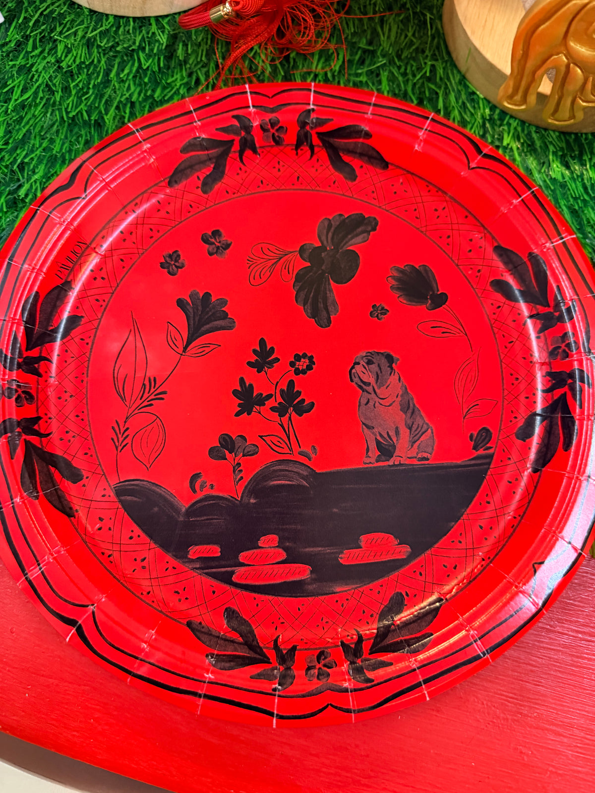 Set of 8 bulldog paper plates