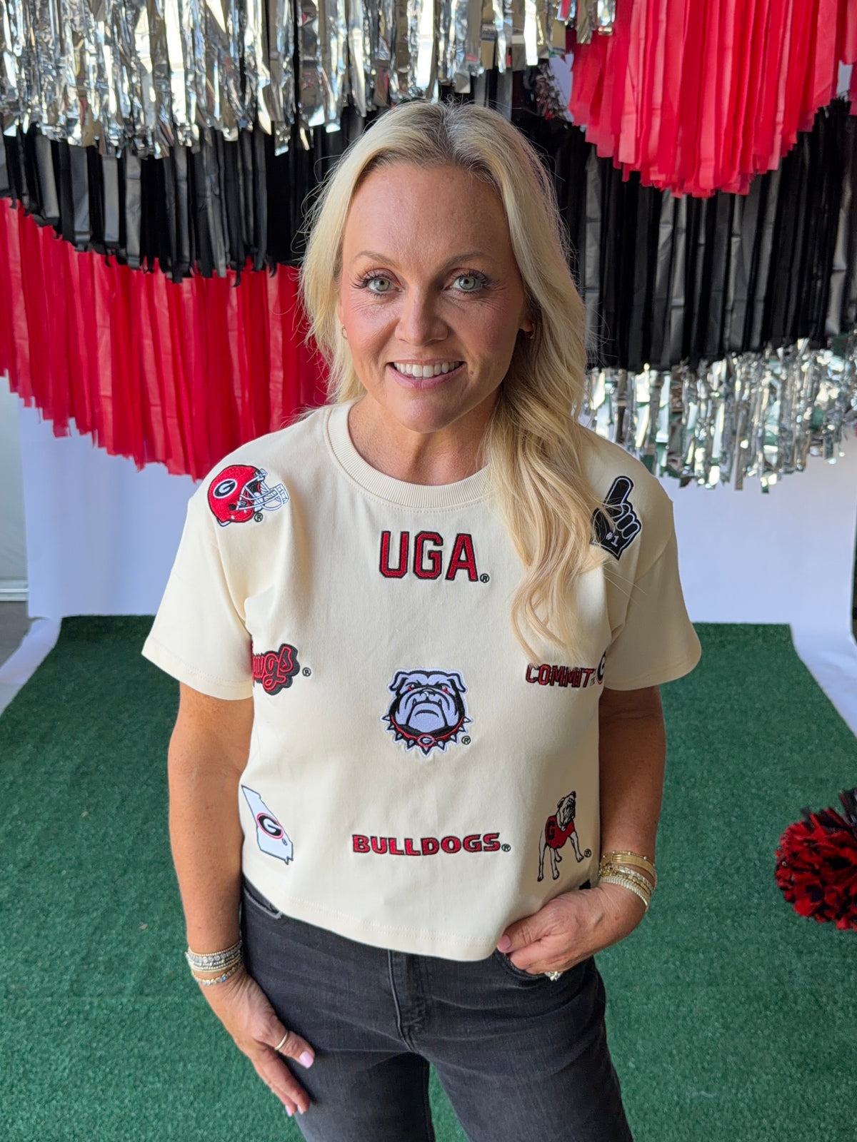 All over bulldog tee oatmeal