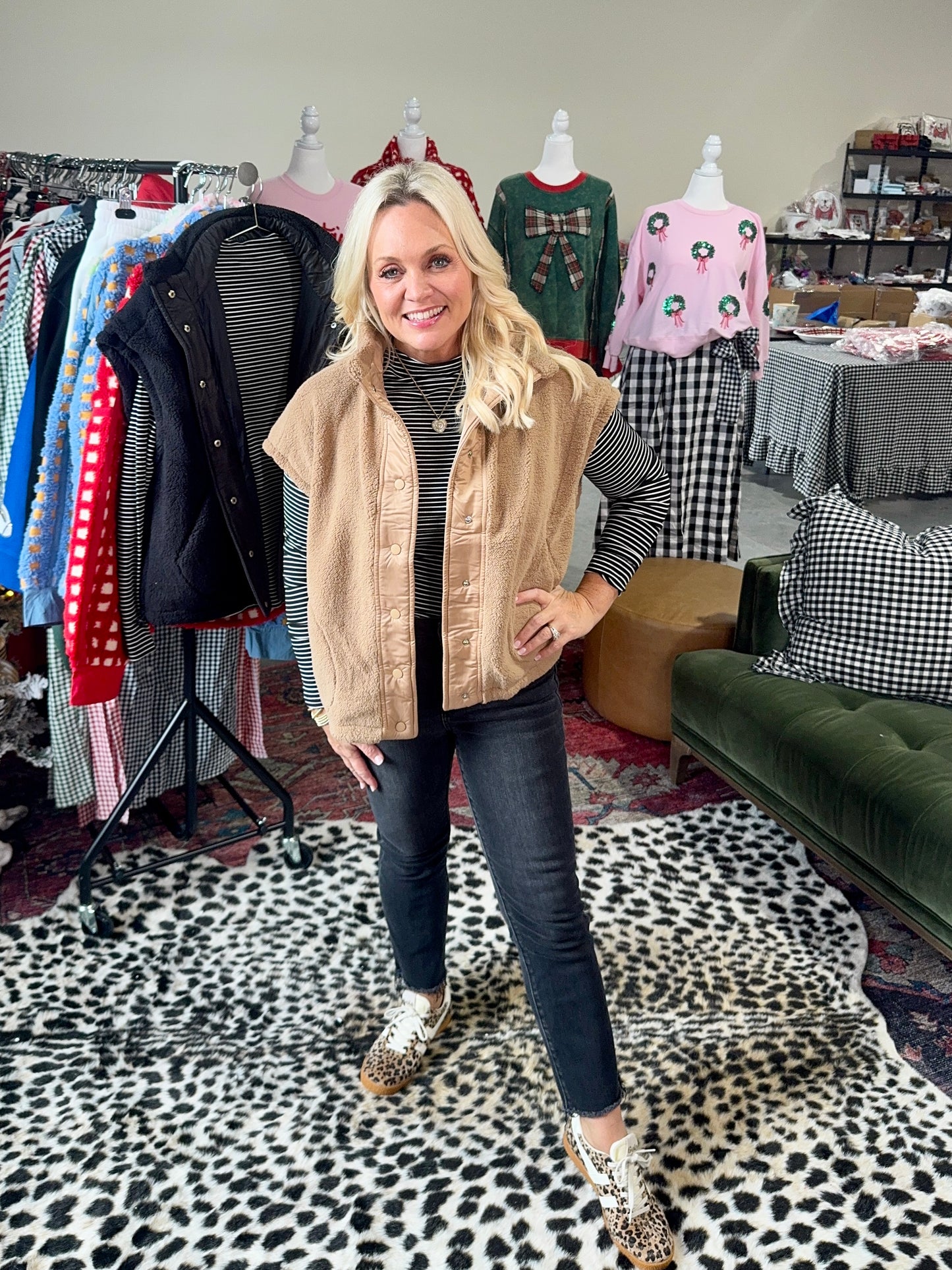 Sherpa oversized vest camel color