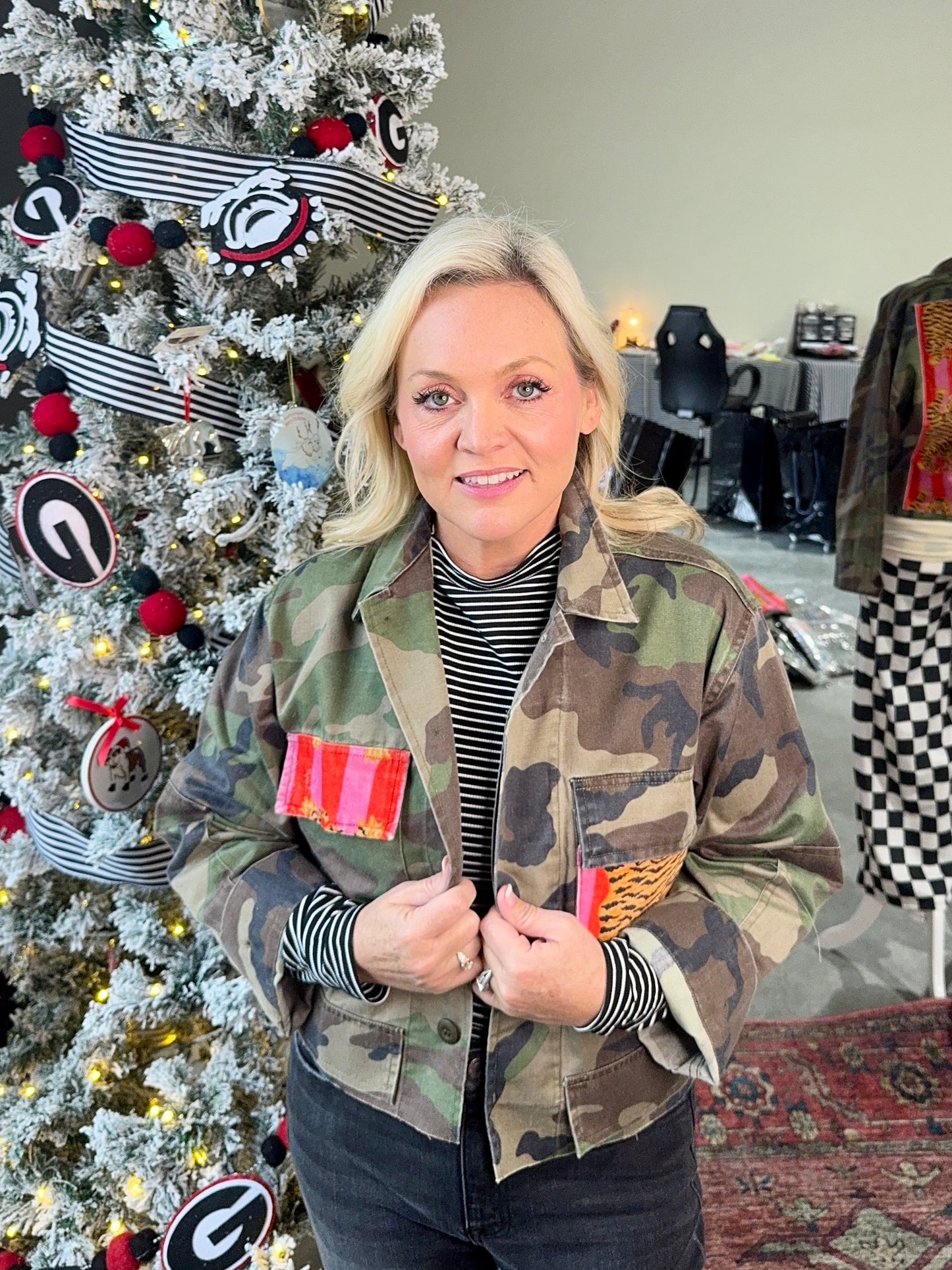 Camo jacket tiger velvet fabric patches