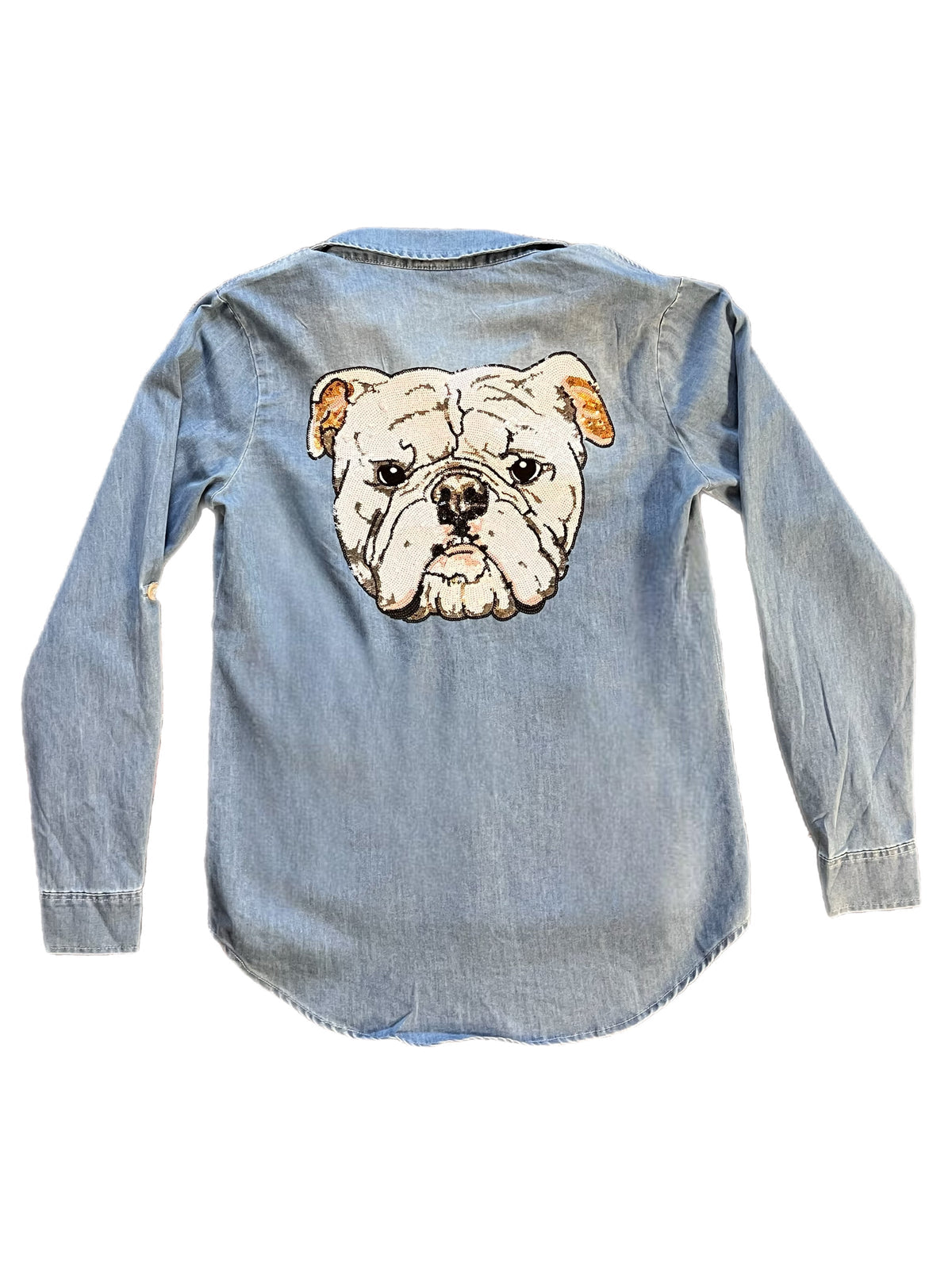 Denim shirt sequin dog - marked these down this week only!