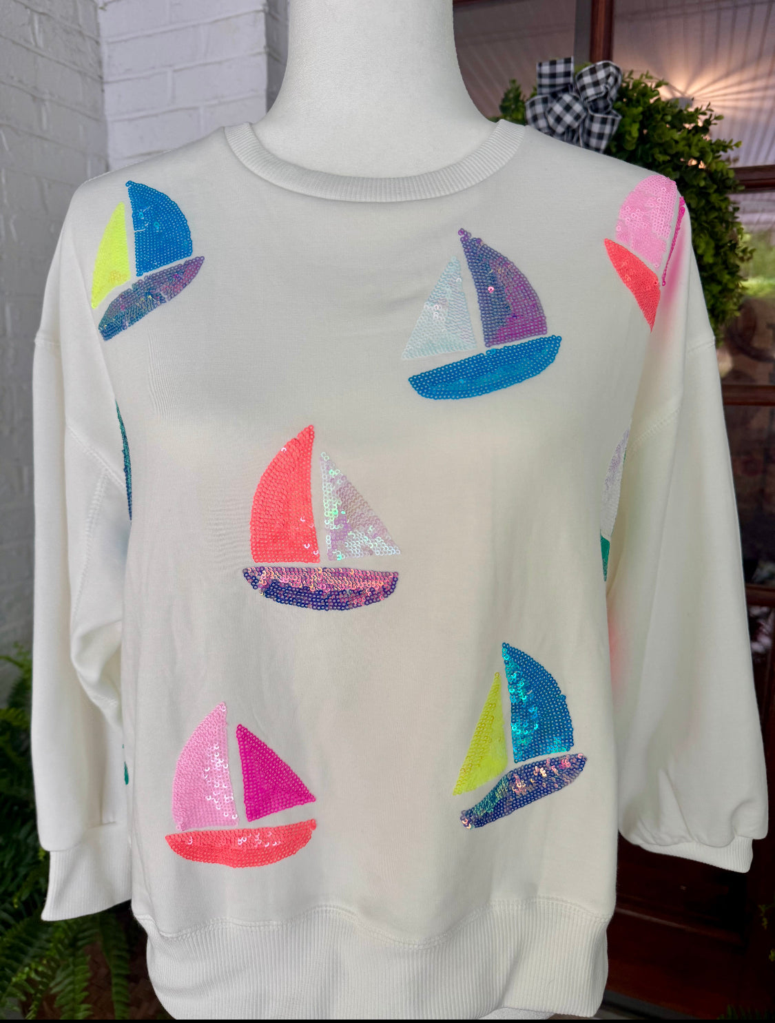Just sailboat sequin sweatshirt only warehouse sale clearance size M