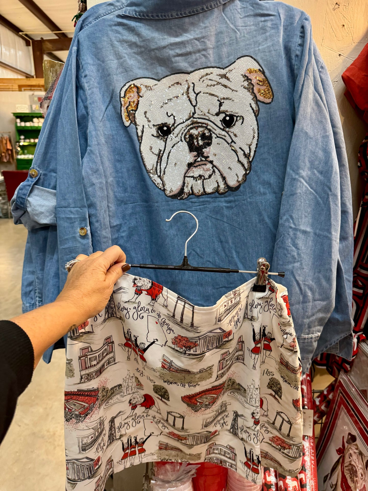 Denim shirt sequin dog - marked these down this week only!