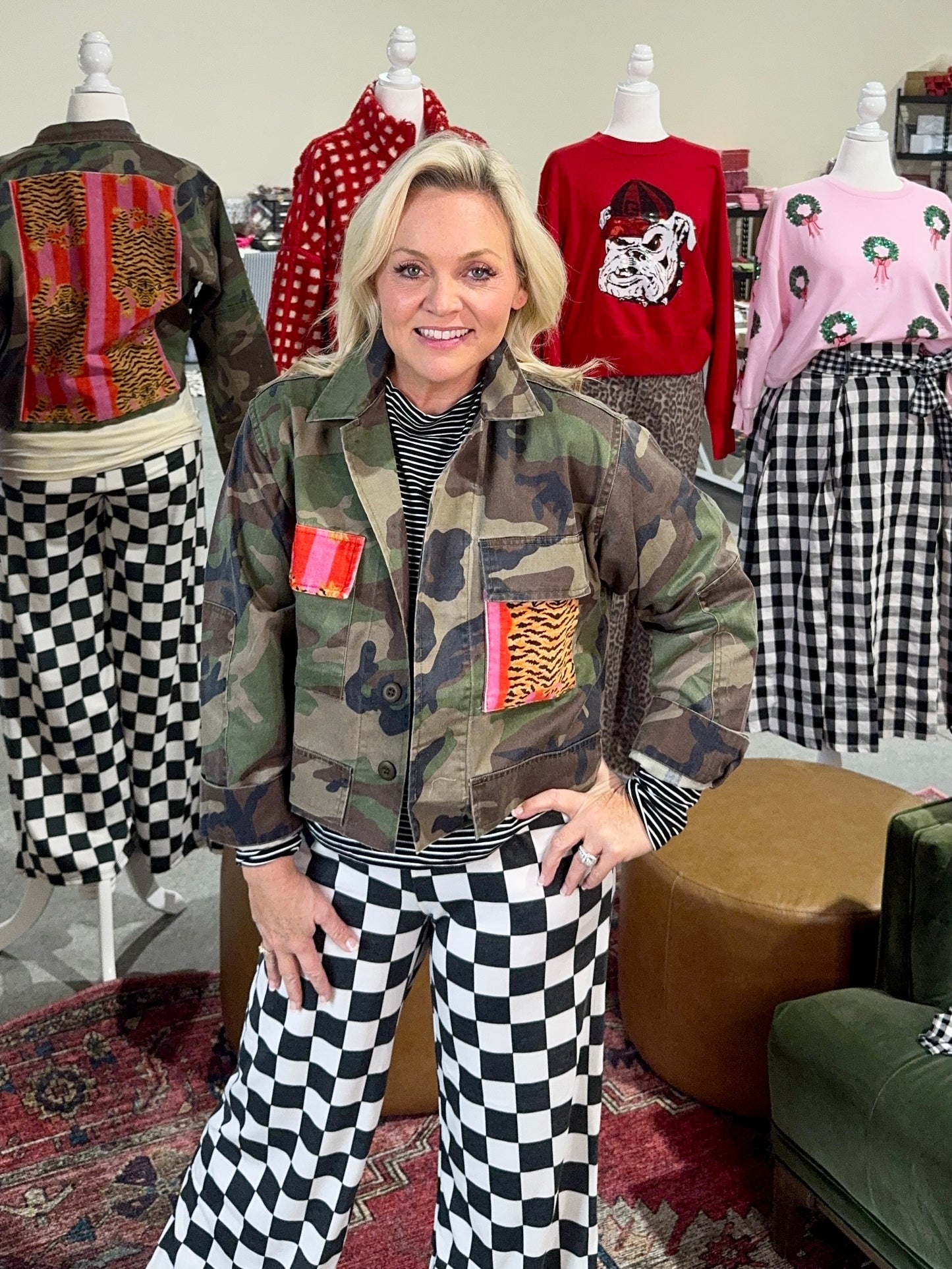 Camo jacket tiger velvet fabric patches