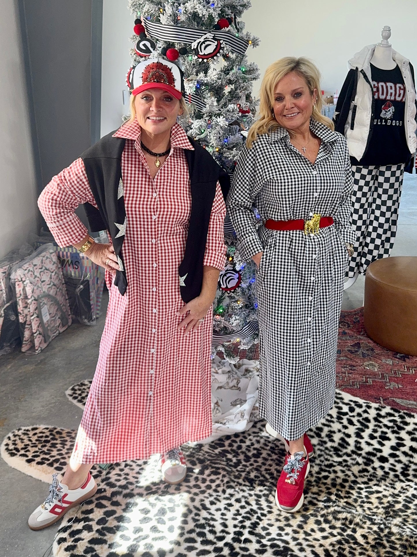 Gingham collection shirt dress red and white