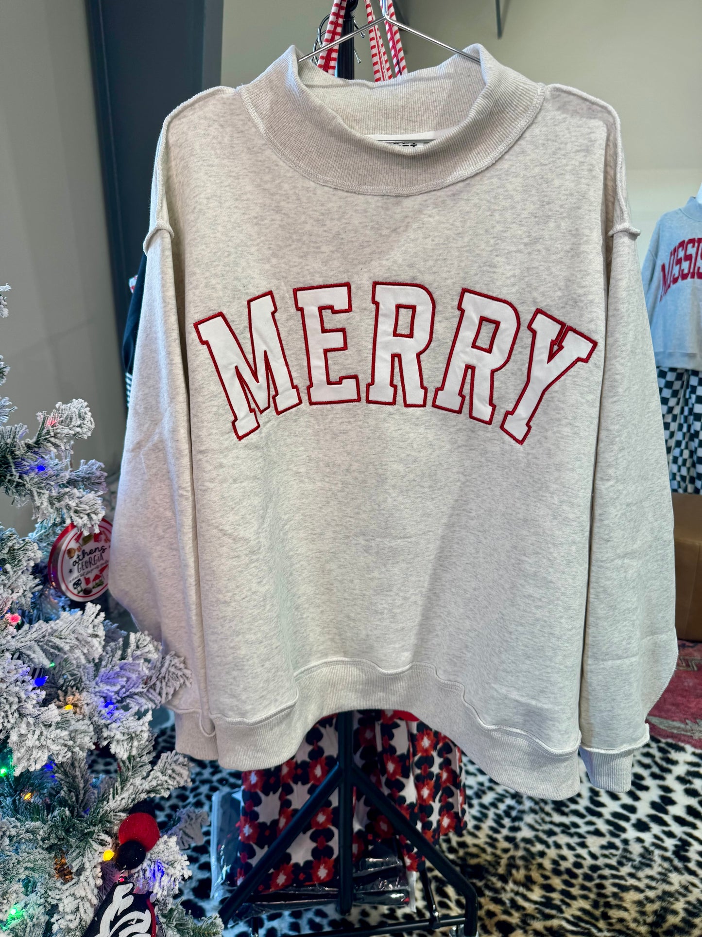 Oversized Merry mock neck  embroidered