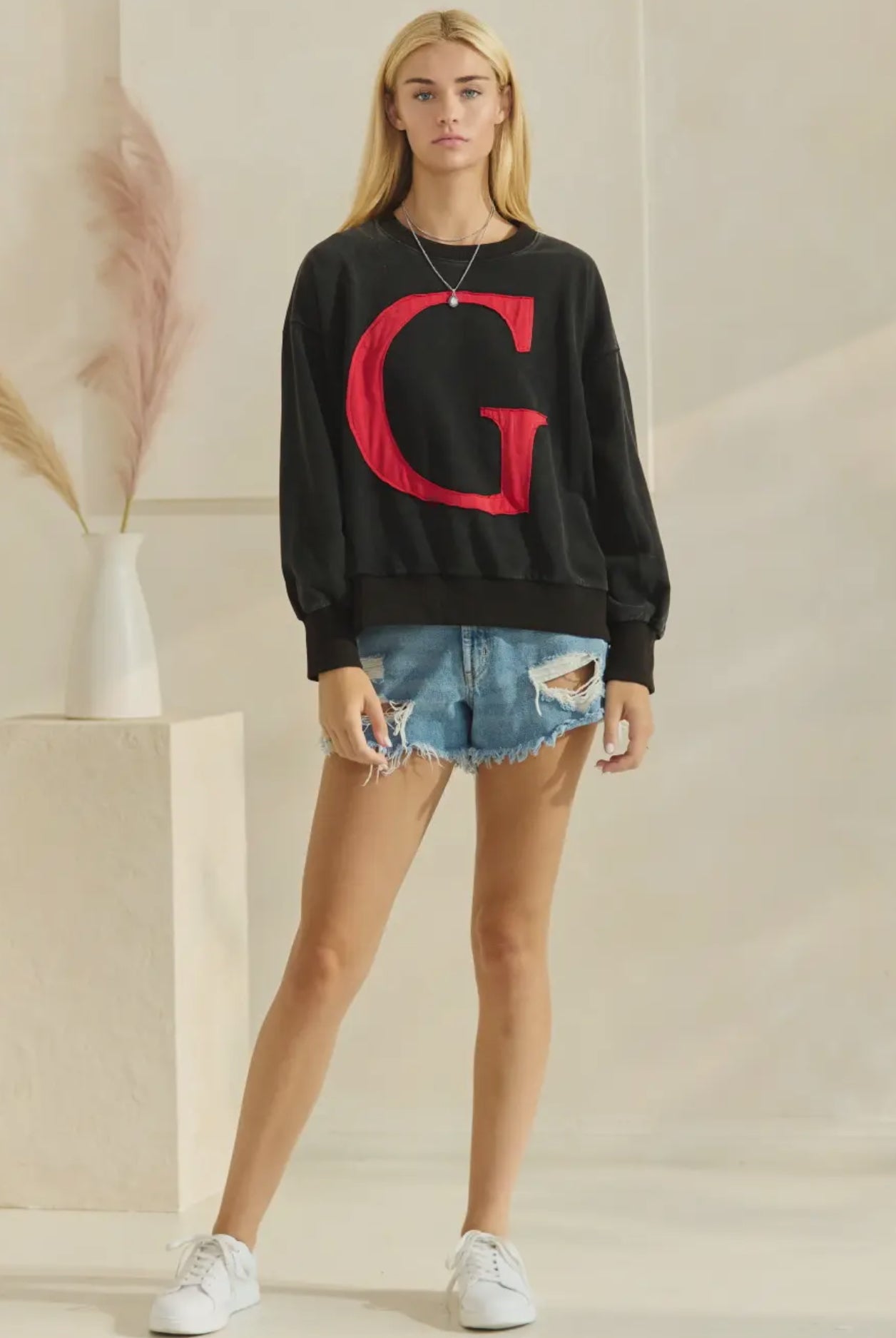 G patch pullover thin style sweatshirt stitched side detail