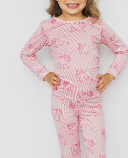 Pink bulldog pajamas little girls toddler