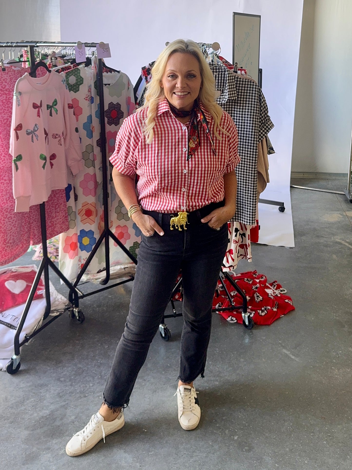 Gingham collection red and white checked shirt up to size 2XL!